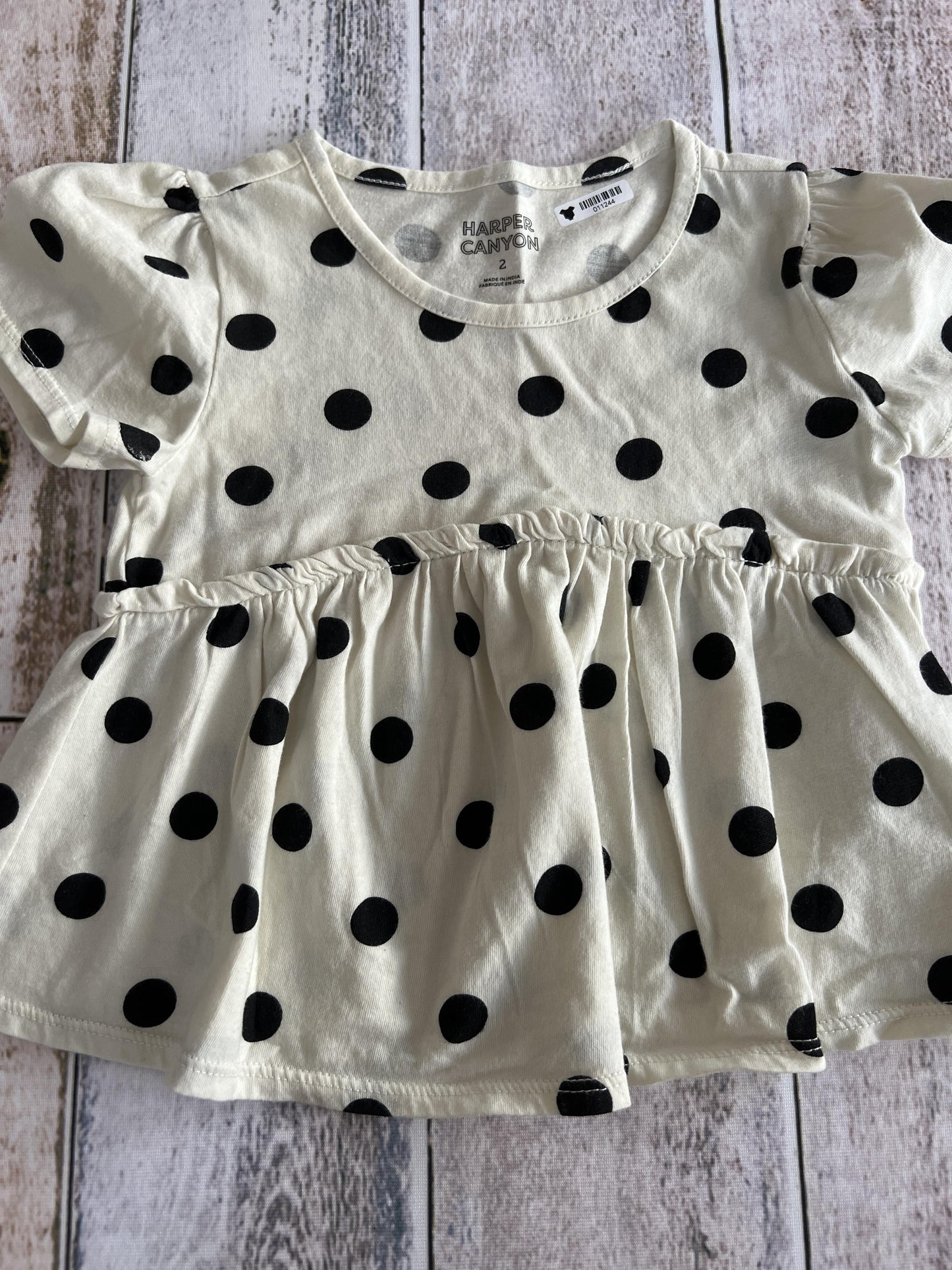 Harper Canyon Girls cream | Black | polka dot T-Shirt Size: 2T cream | Black | polka dot