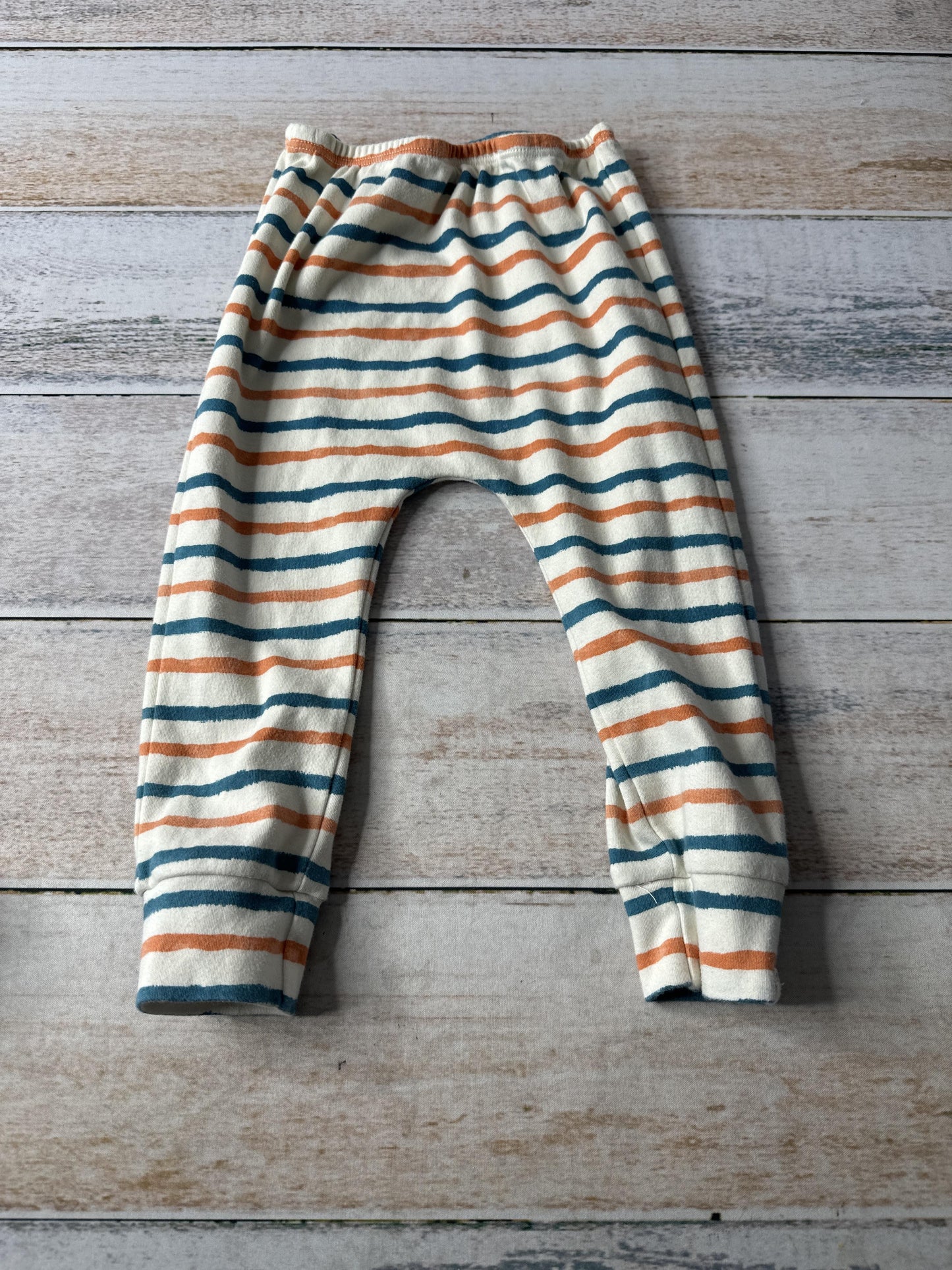 Little Lentil Unisex cream | Blue | orange | Striped Pants Size: 18-24 months cream | Blue | orange | Striped