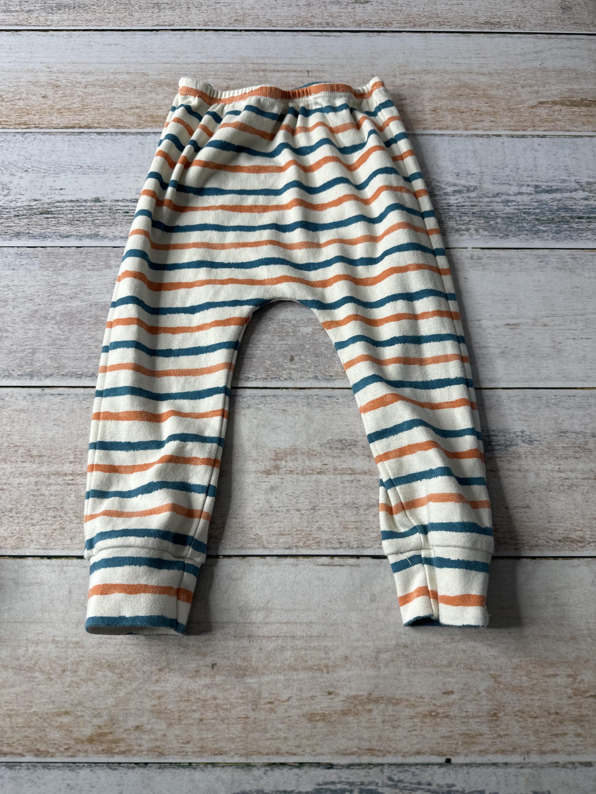 Little Lentil Unisex cream | Blue | orange | Striped Pants Size: 18-24 months cream | Blue | orange | Striped