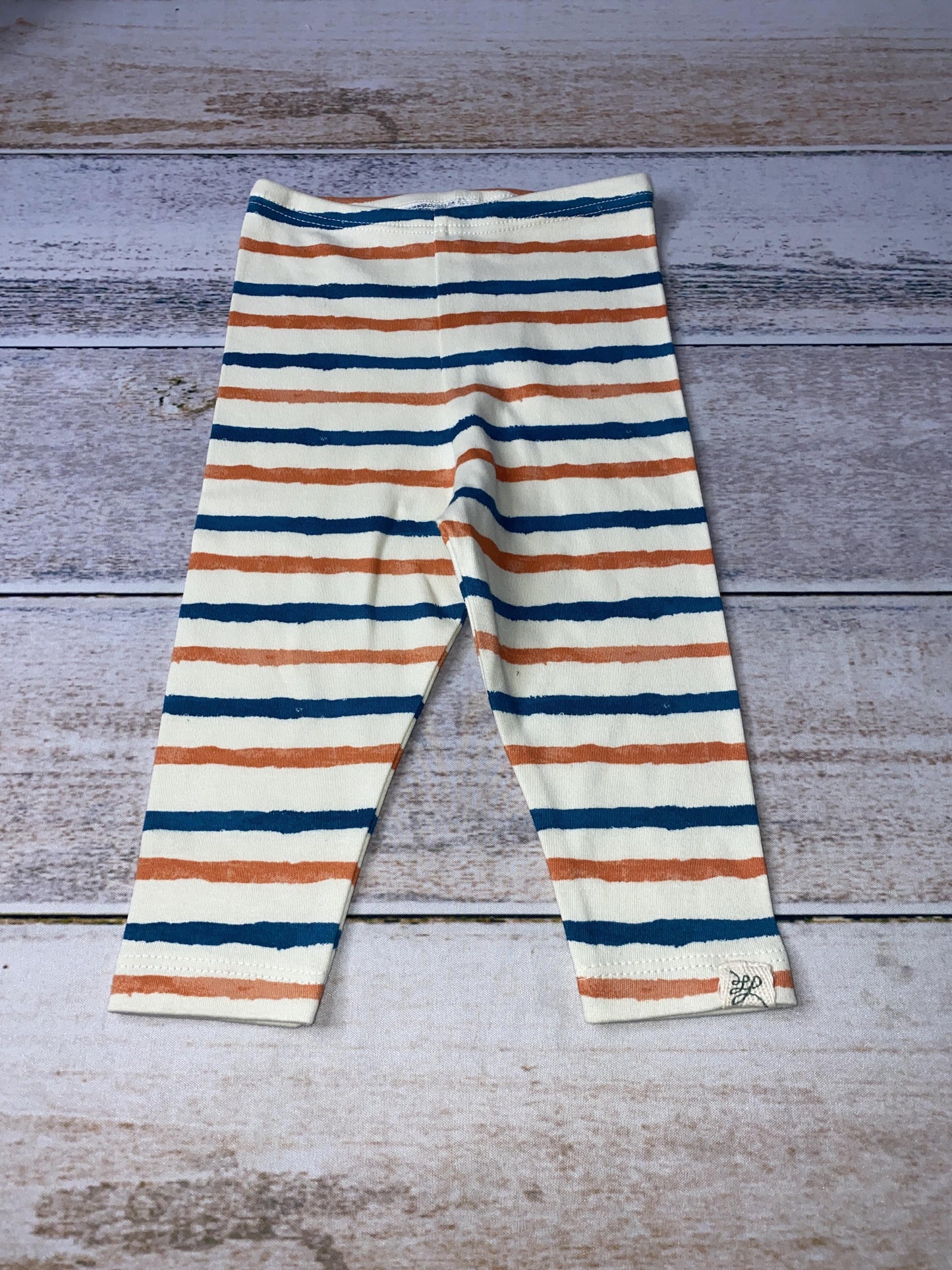 Little Lentil Unisex cream | Blue | orange | Striped Pants Size: Newborn cream | Blue | orange | Striped