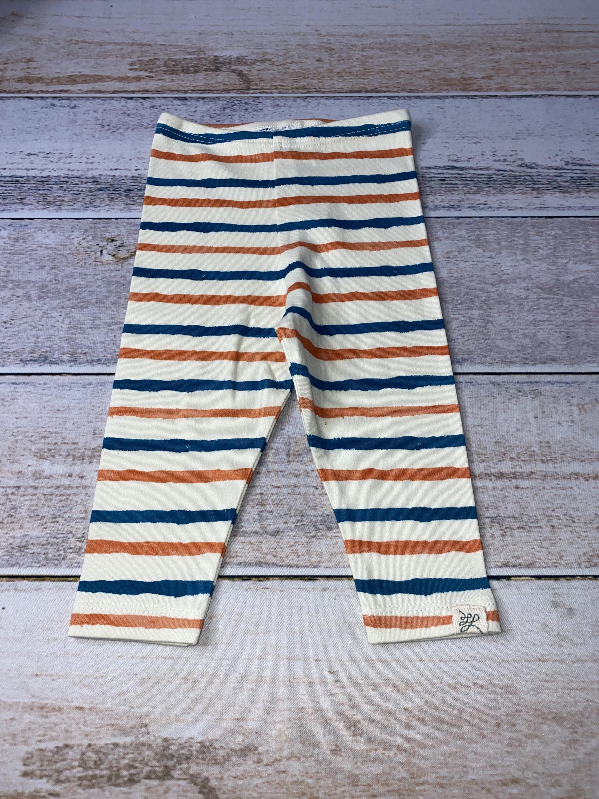 Little Lentil Unisex cream | Blue | orange | Striped Pants Size: Newborn cream | Blue | orange | Striped