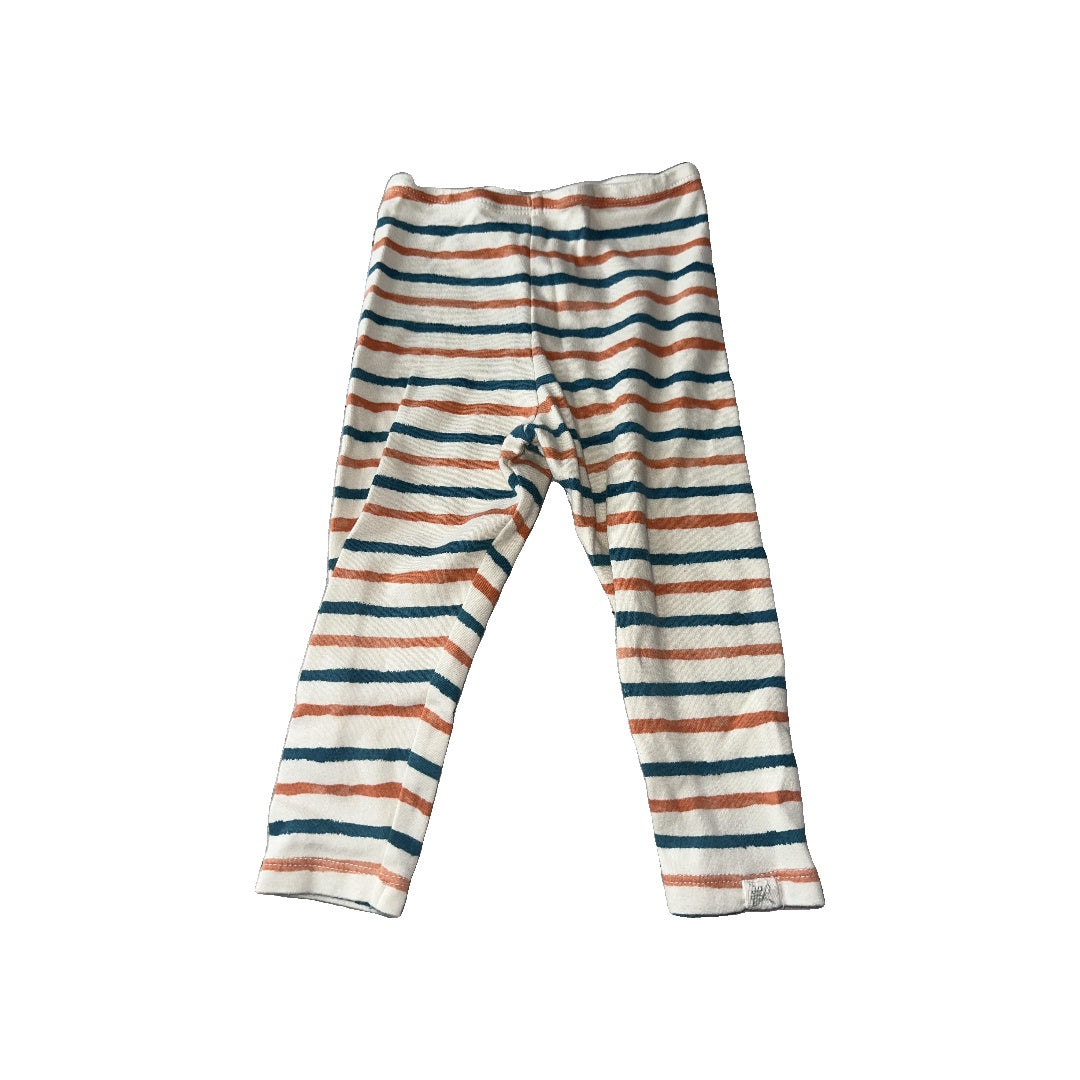 Little Lentil Unisex cream | Blue | orange | Striped Pants Size: 12-18 months cream | Blue | orange | Striped
