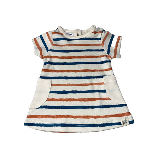 Little Lentil Girls cream | Blue | orange | Striped Dress Size: Newborn cream | Blue | orange | Striped