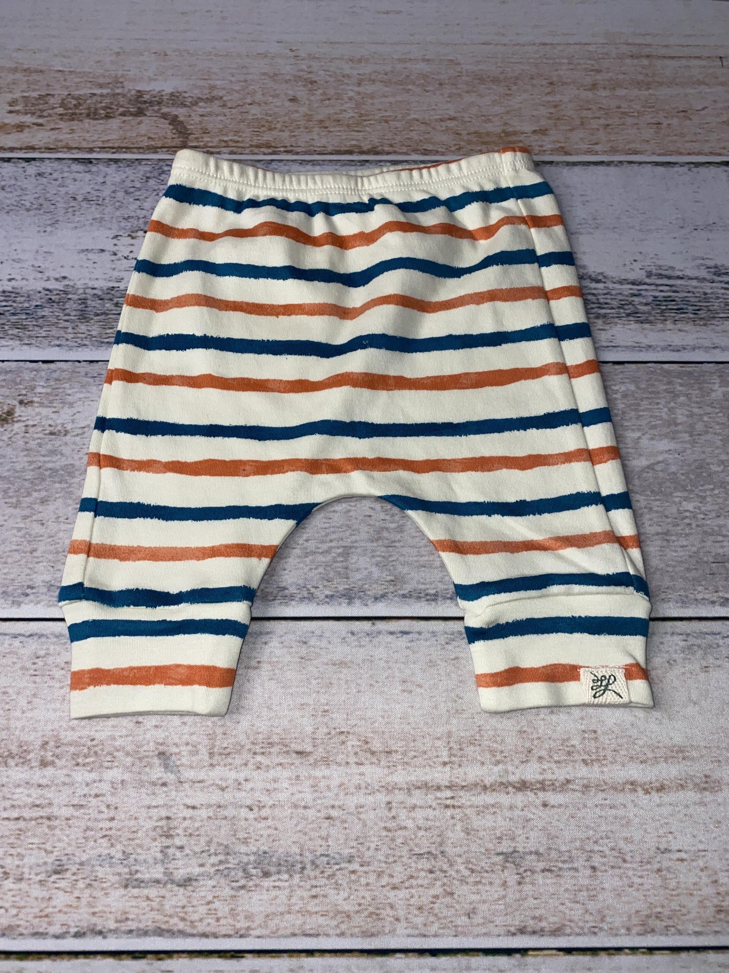 Little Lentil Unisex cream | Blue | orange | Striped Pants Size: Newborn cream | Blue | orange | Striped