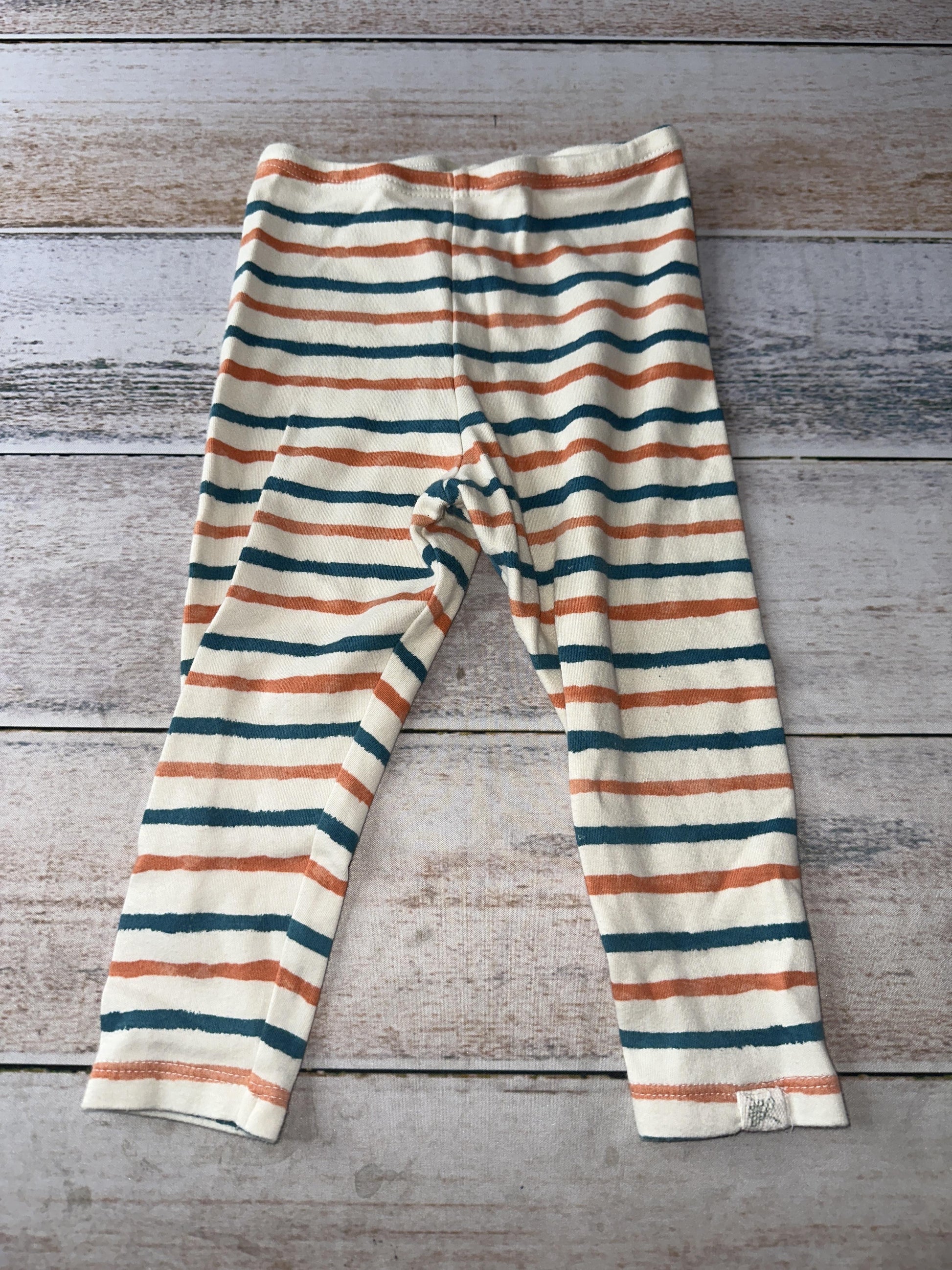 Little Lentil Unisex cream | Blue | orange | Striped Pants Size: 12-18 months cream | Blue | orange | Striped