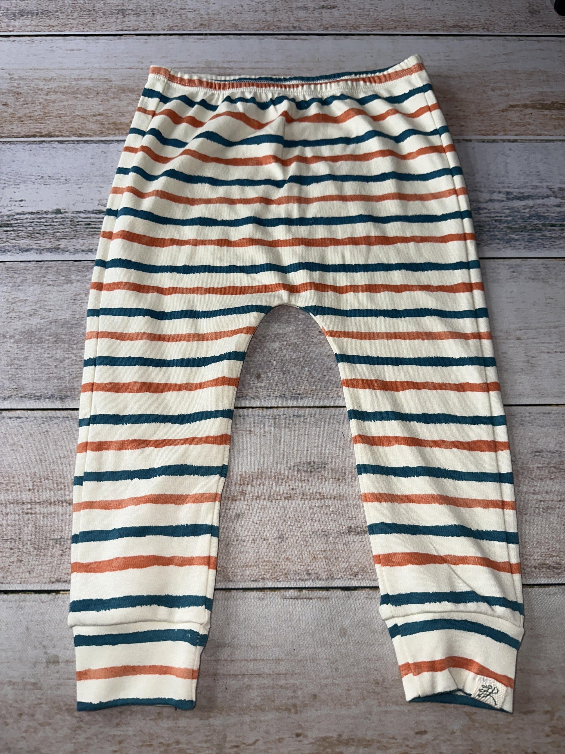 Little Lentil Unisex cream | Blue | orange | Striped Pants Size: 18-24 months cream | Blue | orange | Striped