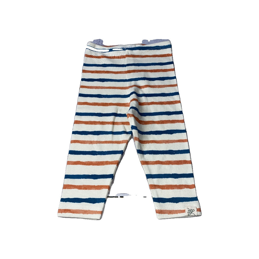 Little Lentil Unisex cream | Blue | orange | Striped Pants Size: Newborn cream | Blue | orange | Striped
