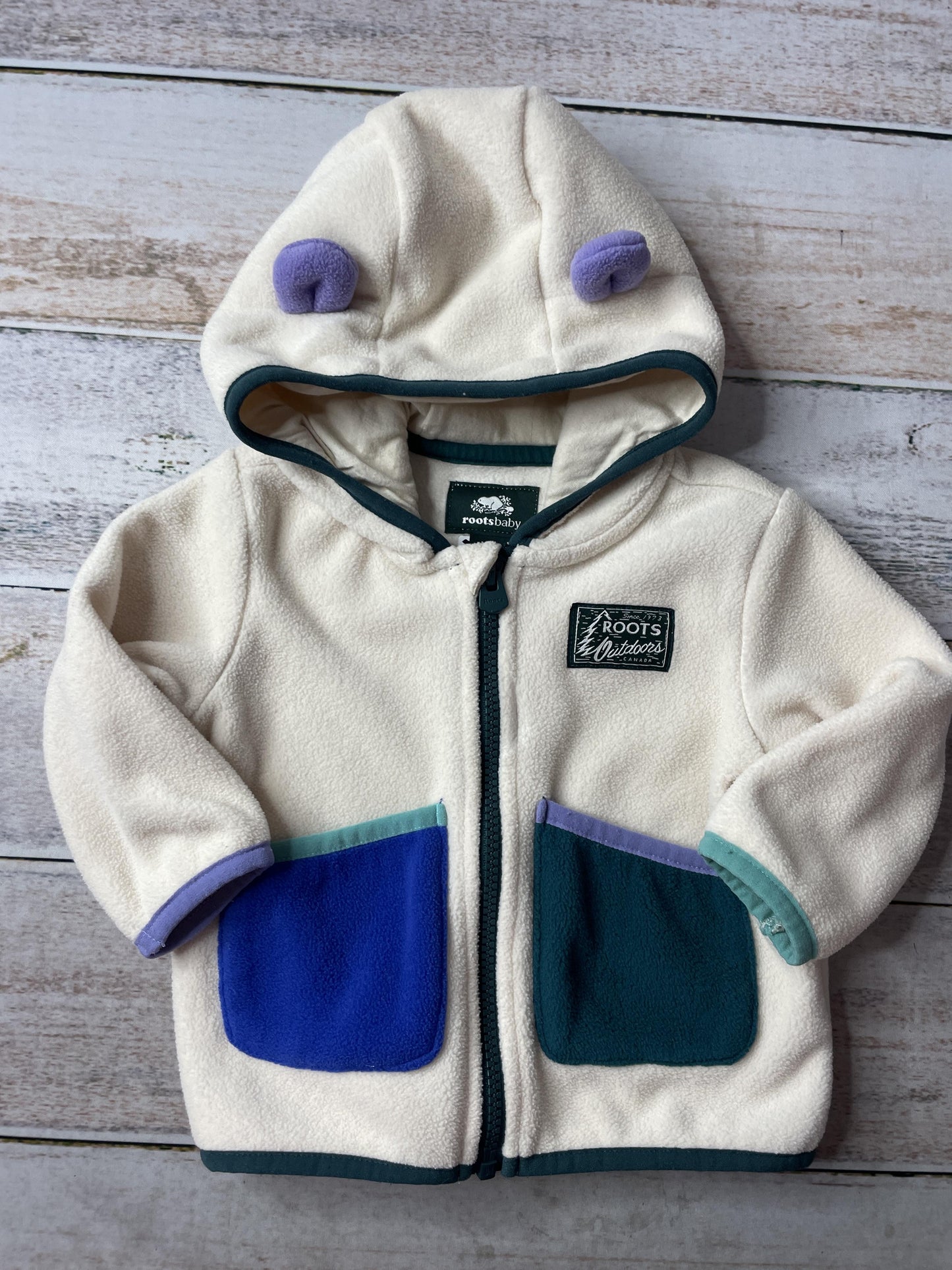 rootsbaby Boys cream | Blue Jacket Size: 6-12 months cream | Blue