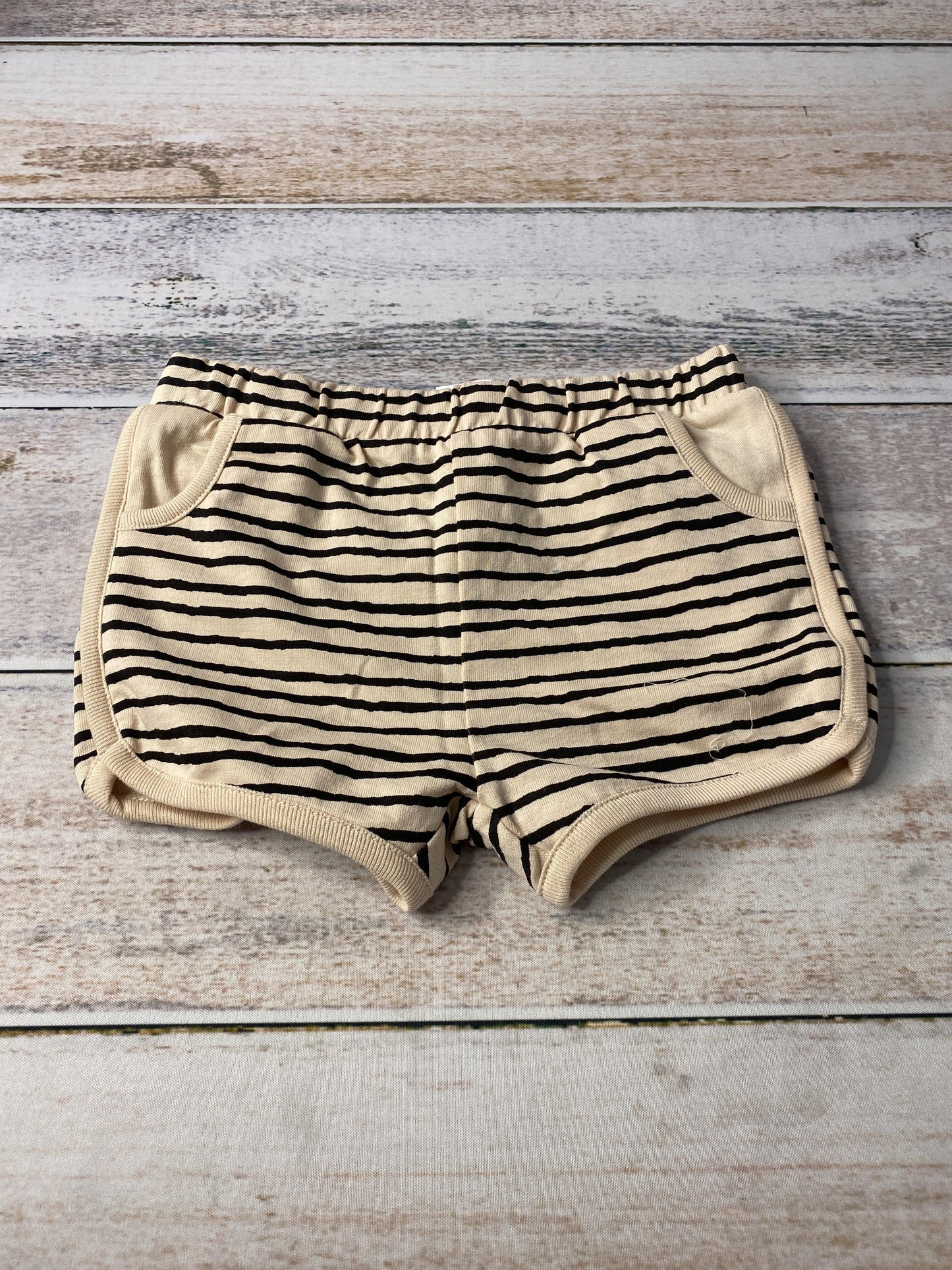 Open Edit Unisex cream | Brown | Stripe Shorts Size: 18 months cream | Brown | Stripe