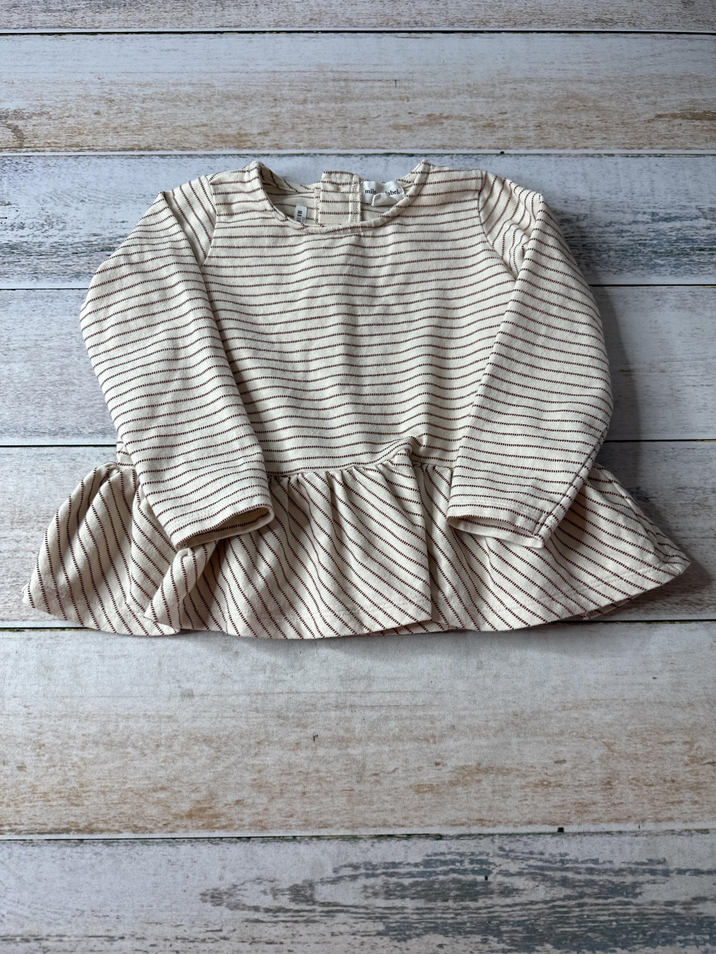 Miles Girls cream | Burgundy | Stripe Long Sleeve Shirt Size: 24 months cream | Burgundy | Stripe