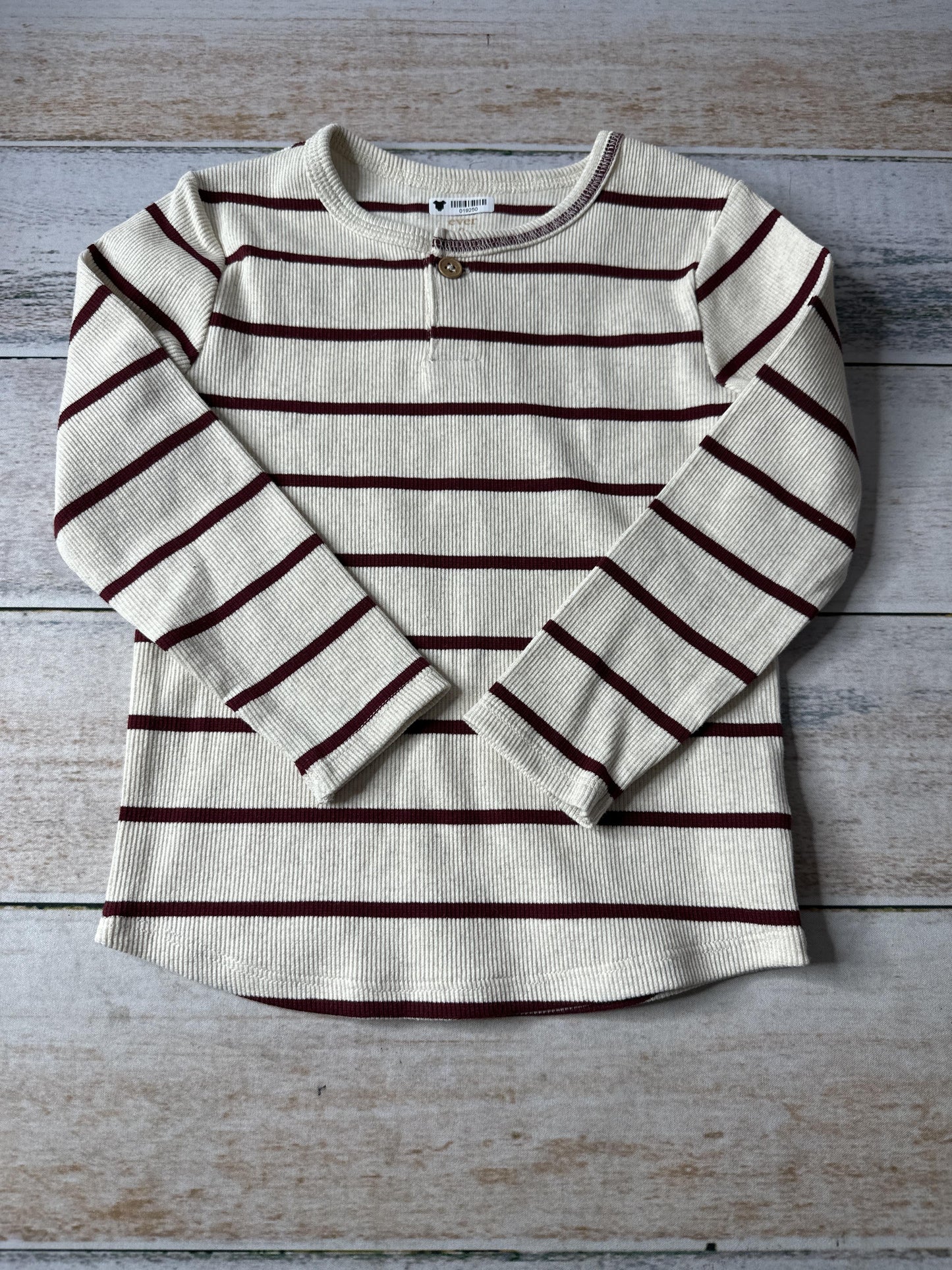 ever & ever Unisex cream | Burgundy | Striped Long Sleeve Shirt Size: 2T cream | Burgundy | Striped