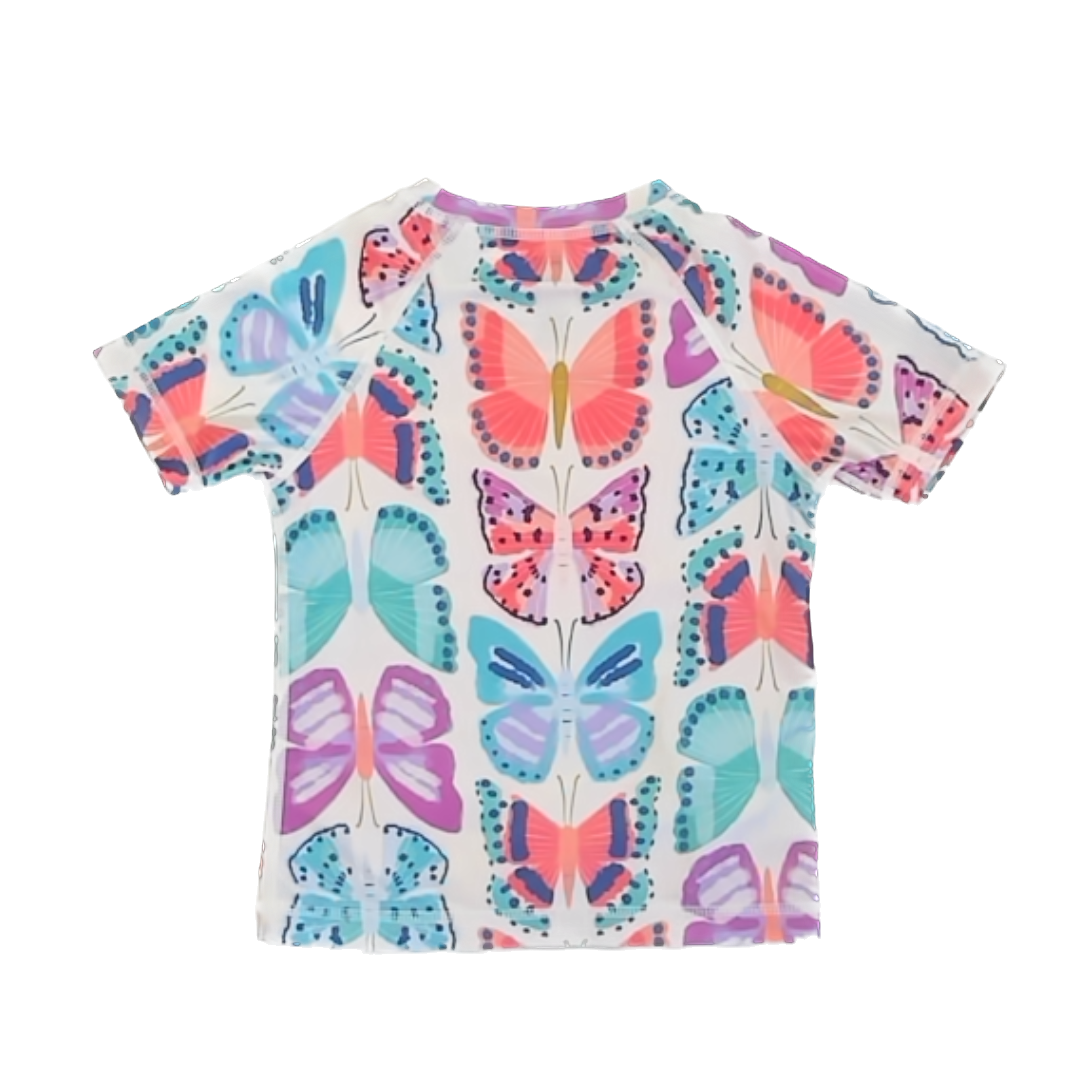 Tea Collection Girls Cream | Butterflies Rash guard Swimwear Size: 4T Cream | Butterflies Rash guard