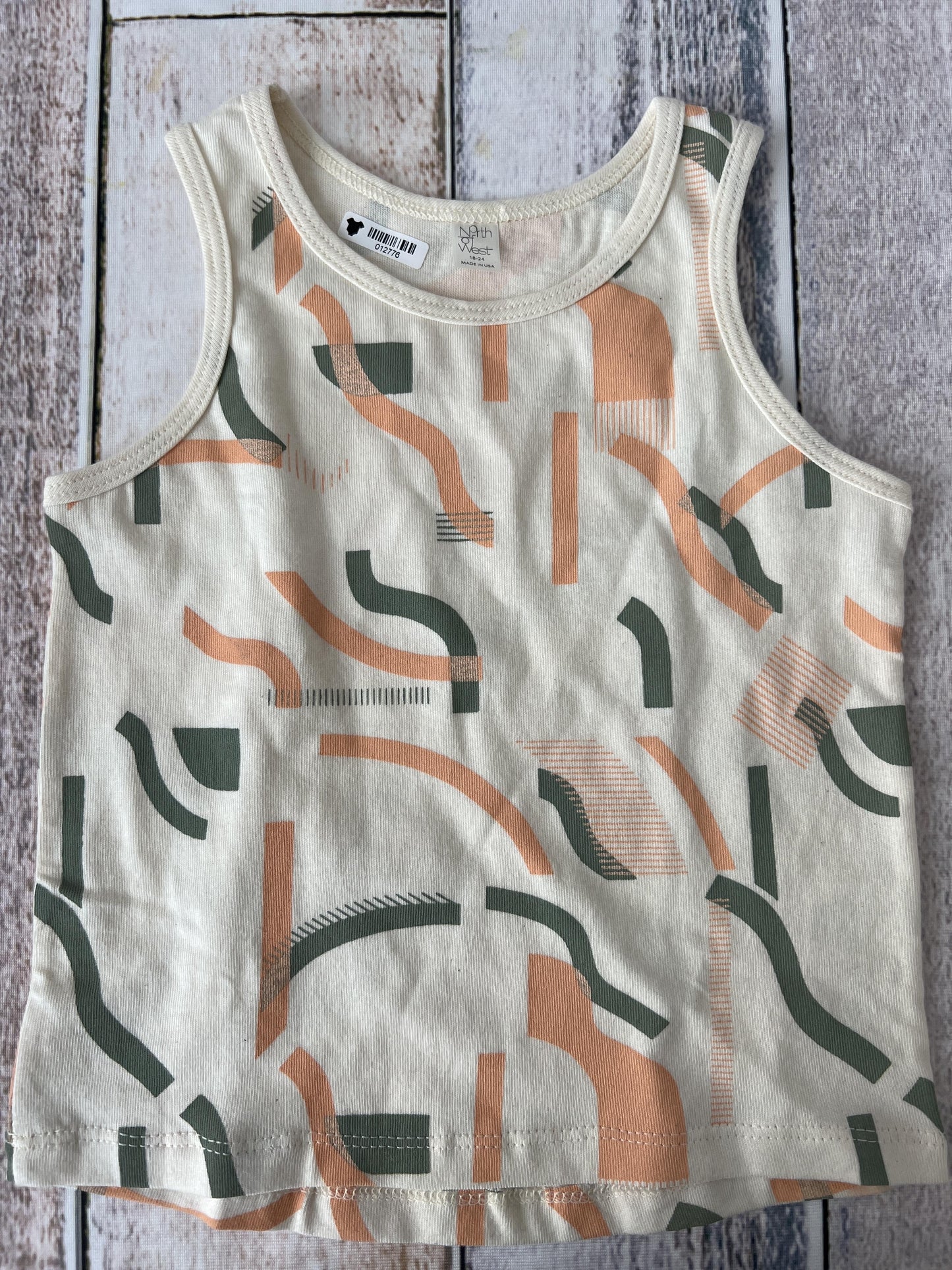 North to West Unisex cream | Coral | light green | Pattern Tank Top Size: 18-24 months cream | Coral | light green | Pattern