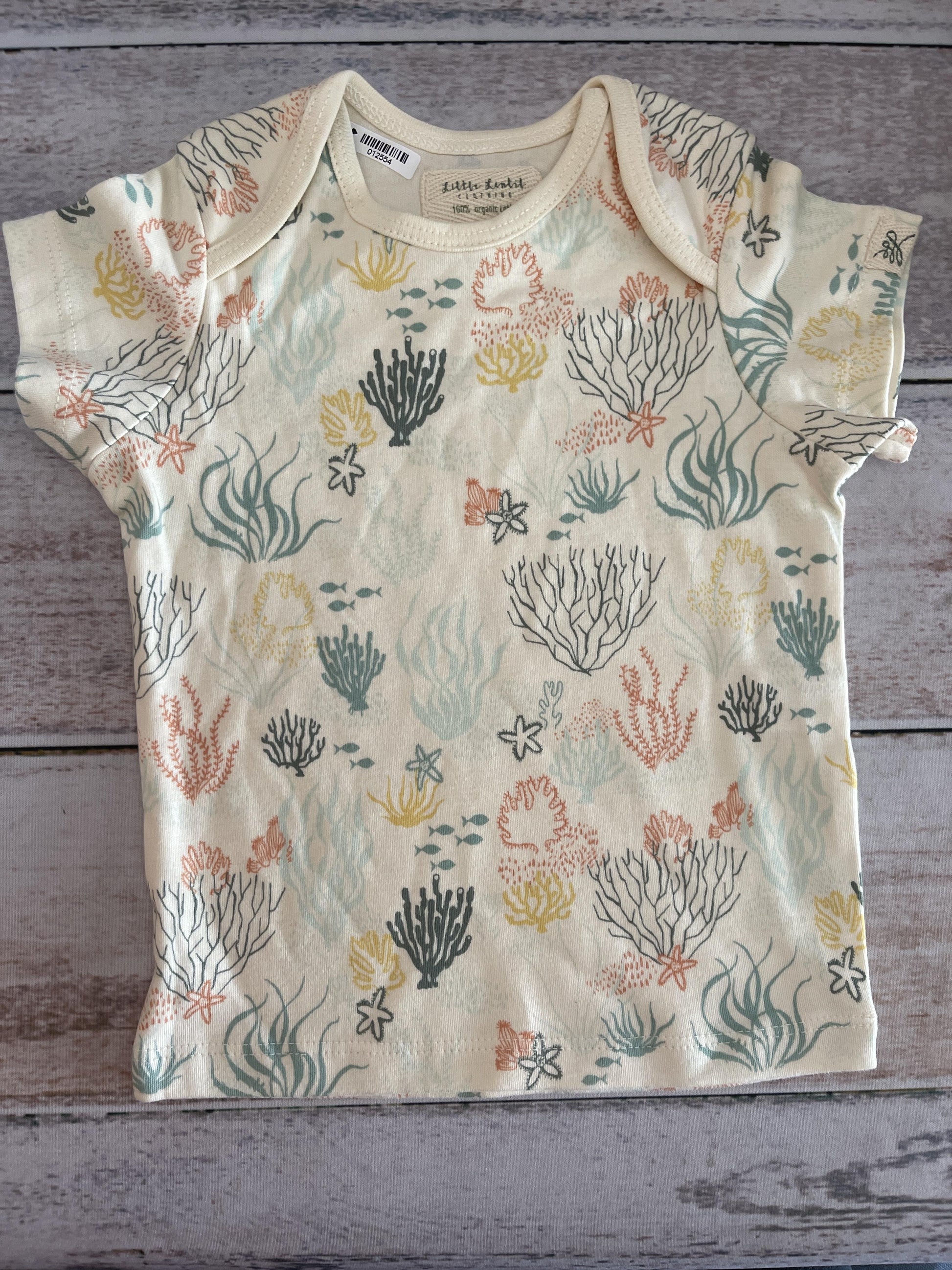 Little Lentil Unisex cream | Coral T-Shirt Size: 12-18 months cream | Coral