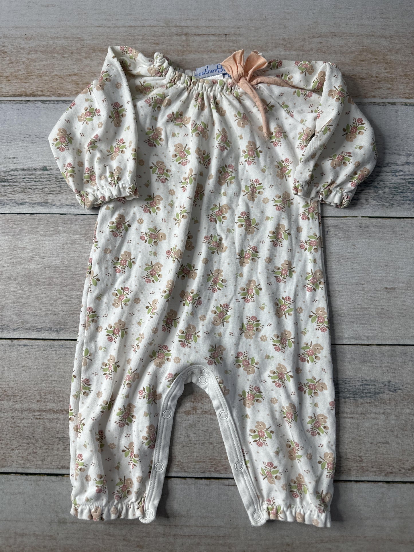 Feather Baby Girls cream | Floral Long Sleeve Outfit Size: 3-6 months cream | Floral