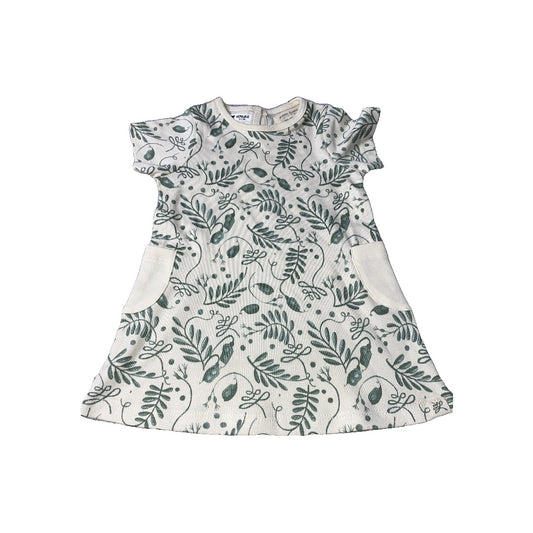 Little Lentil Girls cream | green Dress Size: 9-12 Months cream | green
