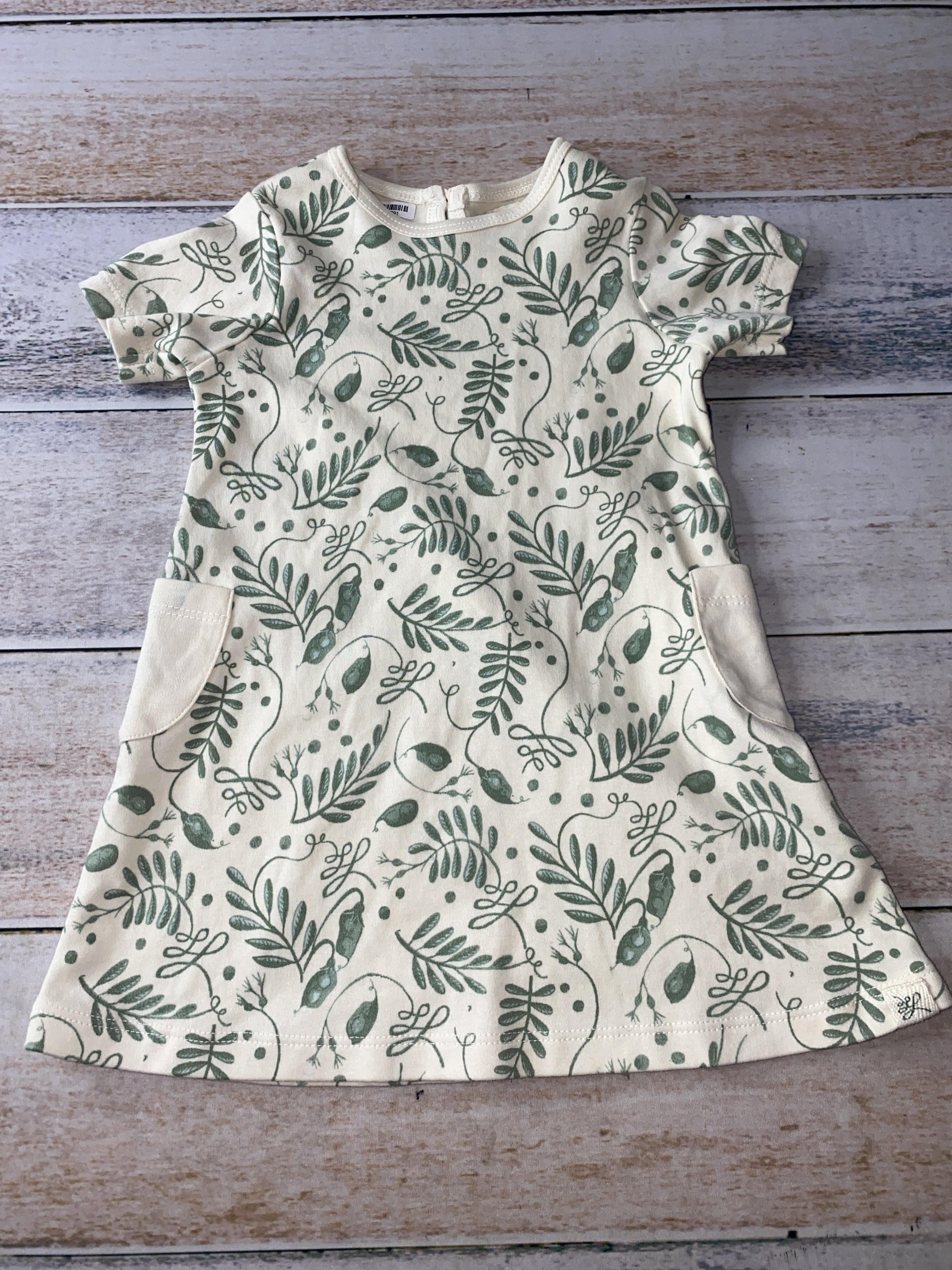 Little Lentil Girls cream | green Dress Size: 18-24 months cream | green