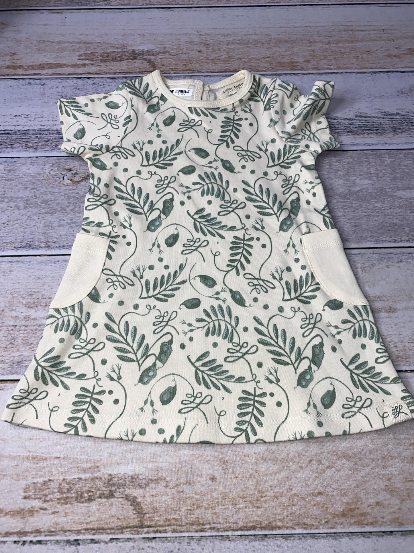 Little Lentil Girls cream | green Dress Size: 3-6 months cream | green