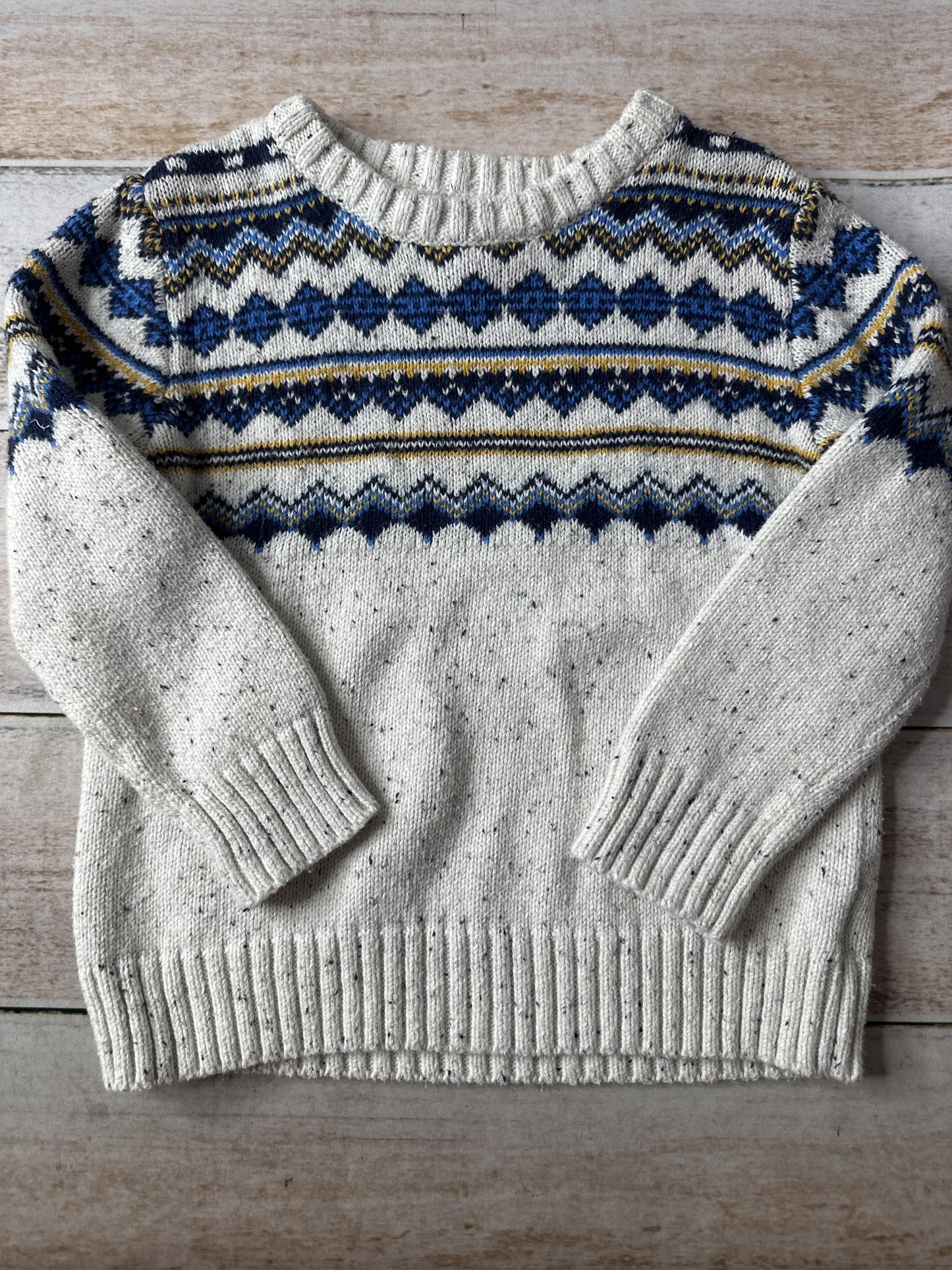 Cat & Jack Boys cream | Navy Blue | Yellow Sweater Size: 3T cream | Navy Blue | Yellow