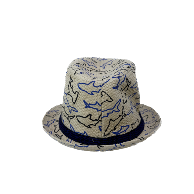 Unknown Boys Cream | Navy Shark Sun Hat Size: 12 Y Cream | Navy Shark