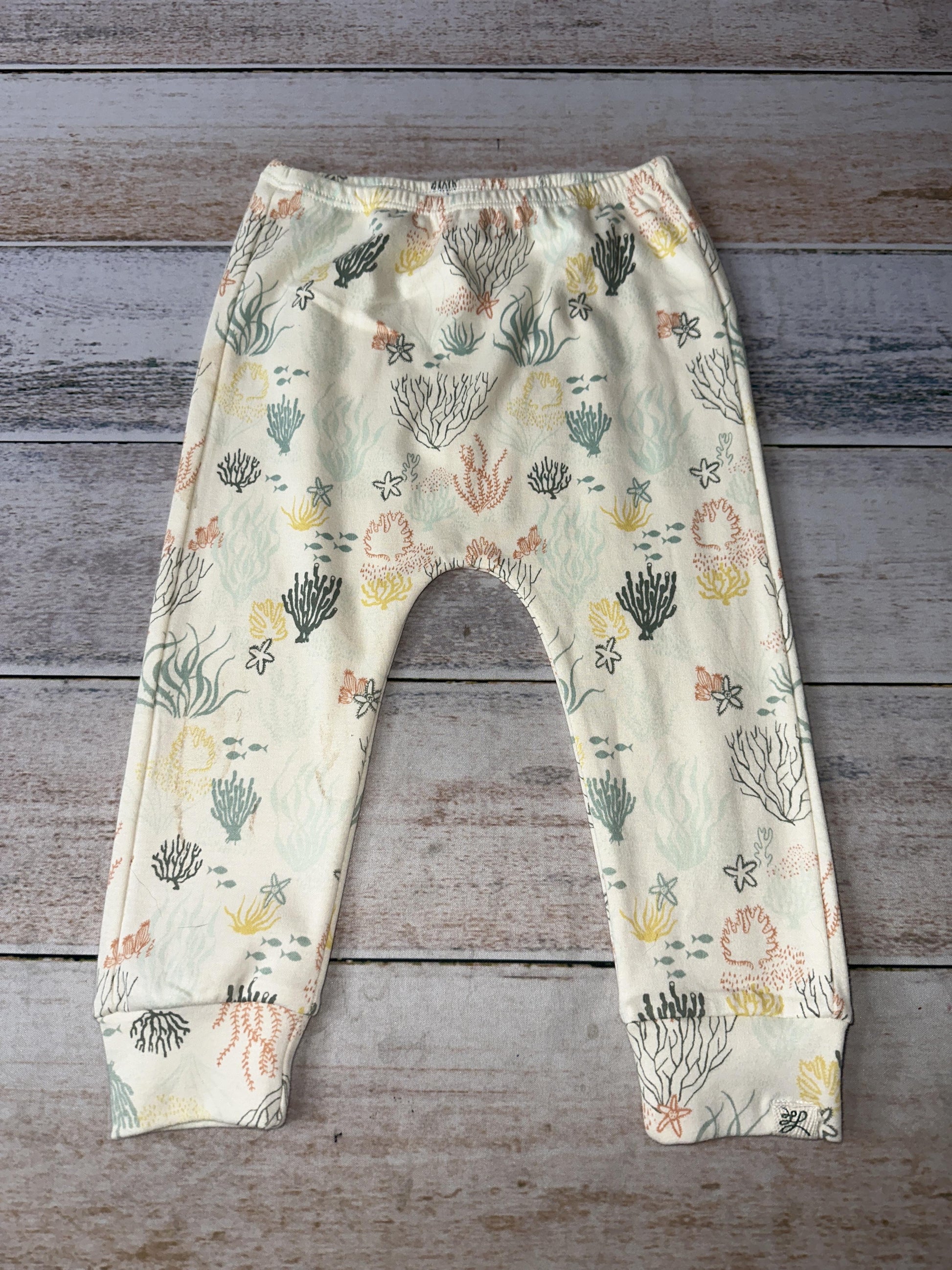 Little Lentil Unisex cream | orange | Army Green Pants Size: 18-24 months cream | orange | Army Green