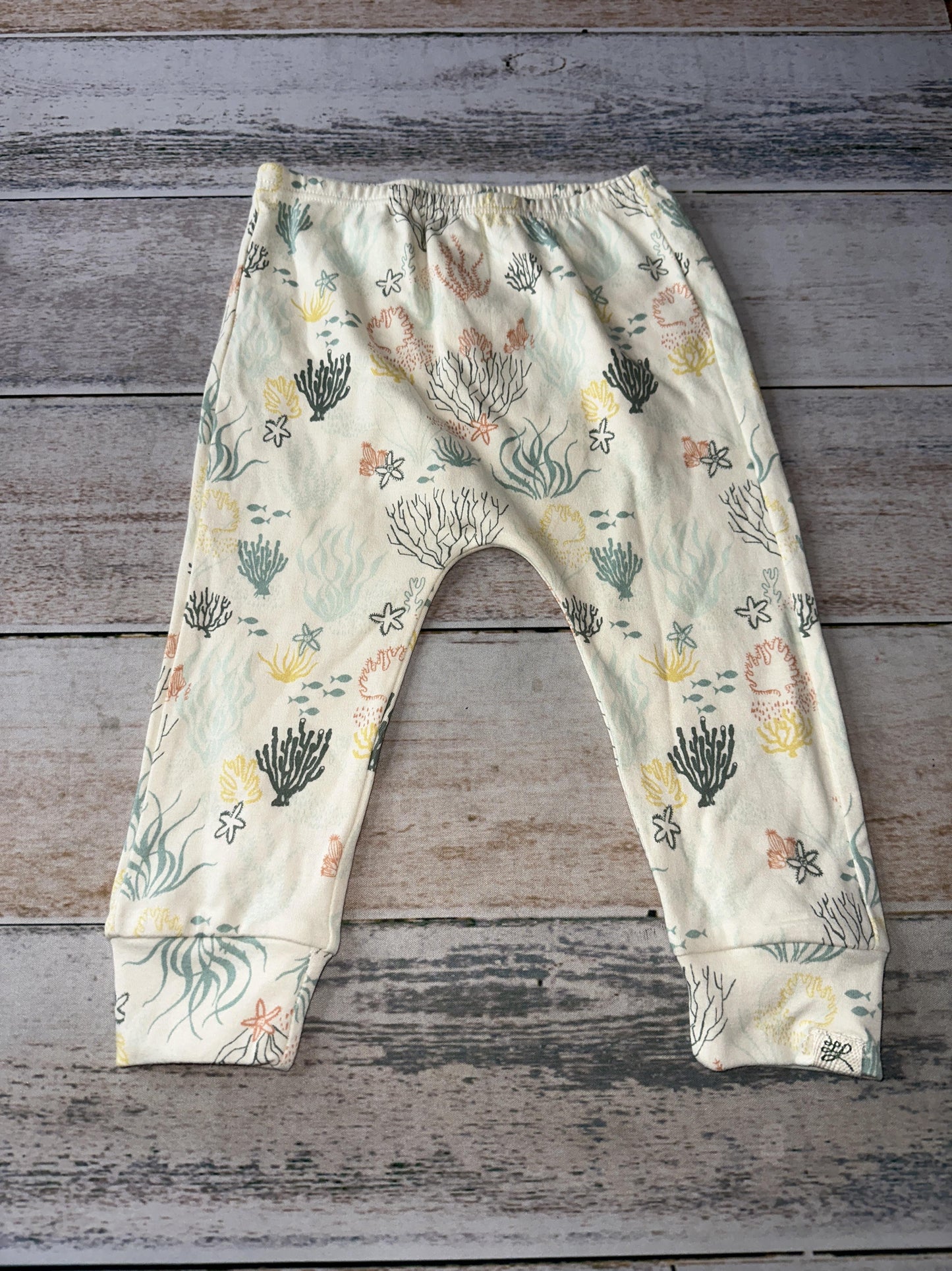 Little Lentil Unisex cream | orange | Army Green Pants Size: 9-12 Months cream | orange | Army Green