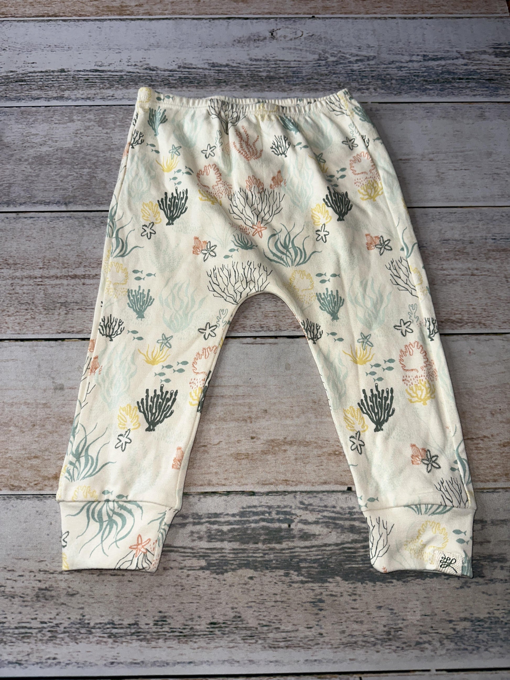 Little Lentil Unisex cream | orange | Army Green Pants Size: 9-12 Months cream | orange | Army Green