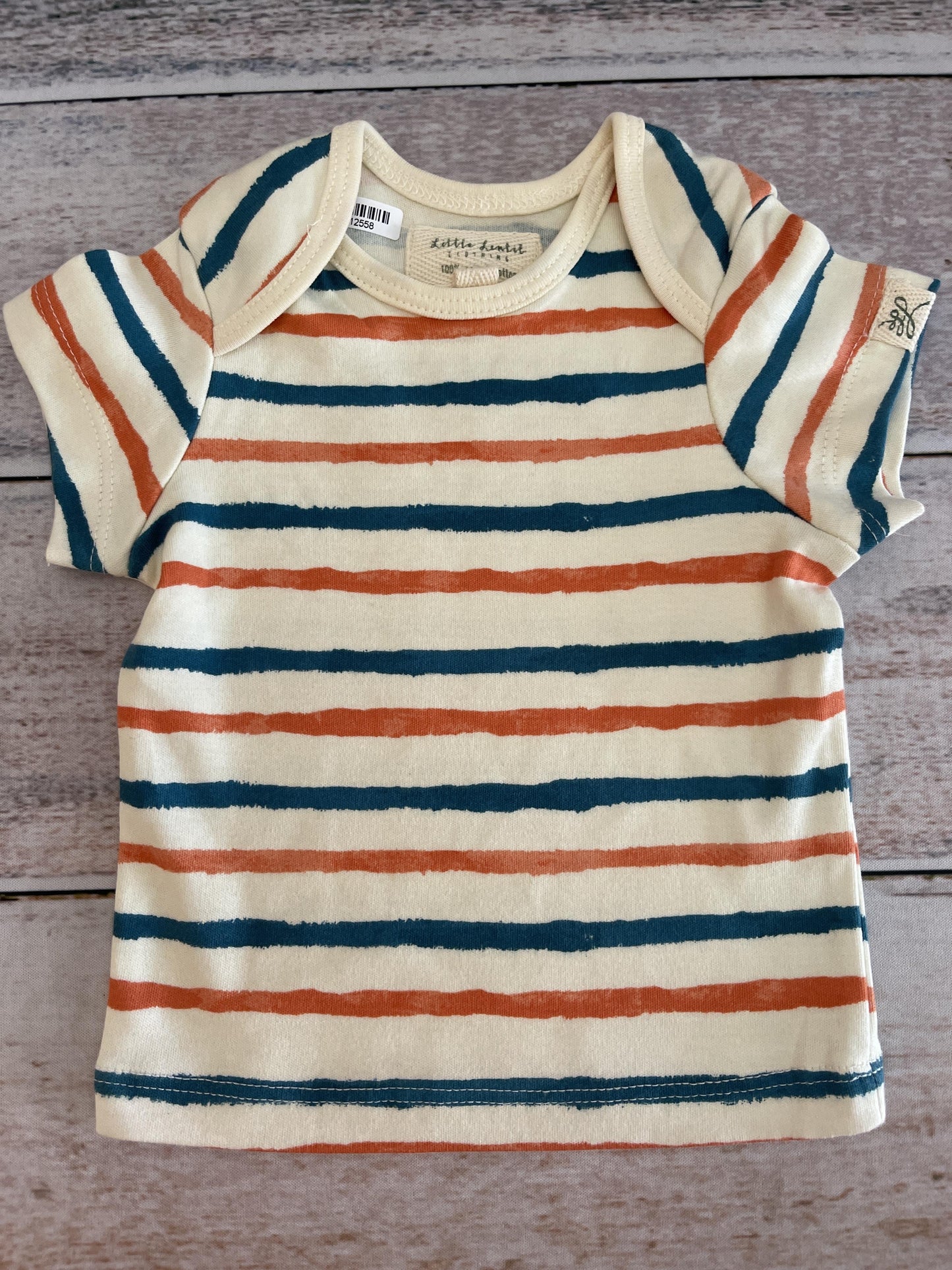 Little Lentil Unisex cream | orange | Light Blue T-Shirt Size: 6-9 months cream | orange | Light Blue