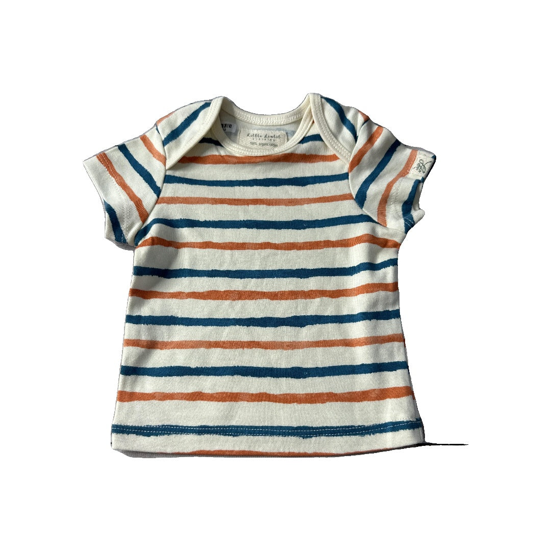 Little Lentil Unisex cream | orange | Light Blue T-Shirt Size: 3-6 months cream | orange | Light Blue