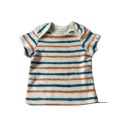 Little Lentil Unisex cream | orange | Light Blue T-Shirt Size: 3-6 months cream | orange | Light Blue
