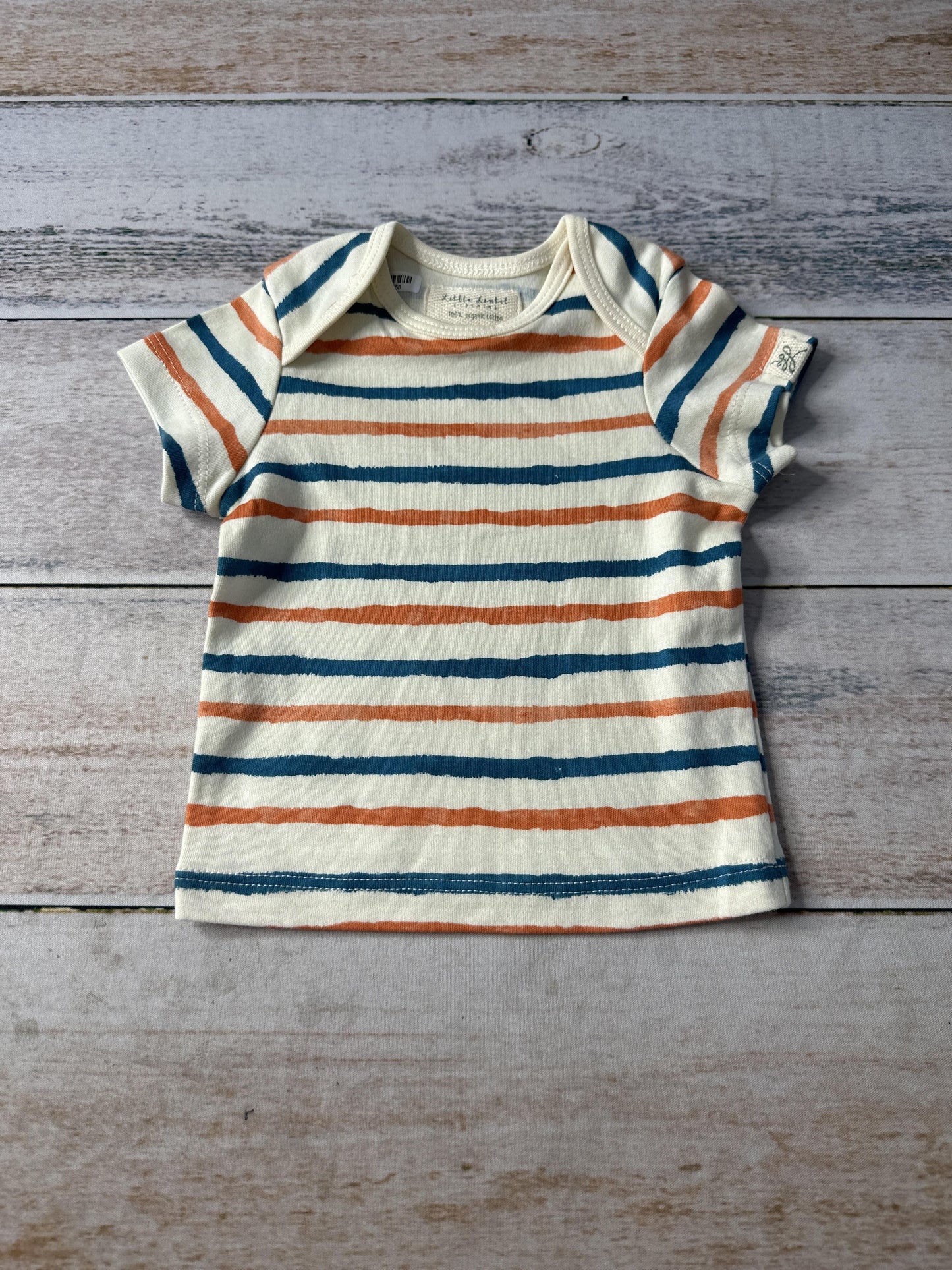 Little Lentil Unisex cream | orange | Light Blue T-Shirt Size: 3-6 months cream | orange | Light Blue