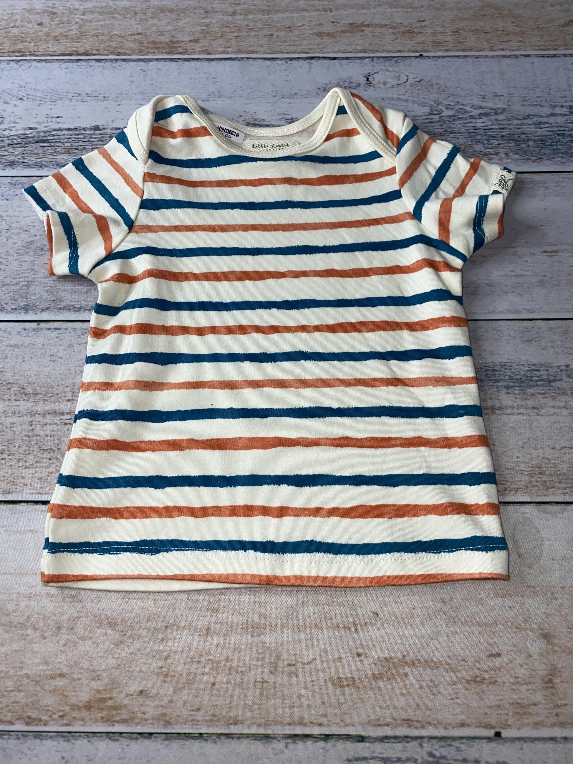 Little Lentil Unisex cream | orange | Light Blue T-Shirt Size: 18-24 months cream | orange | Light Blue