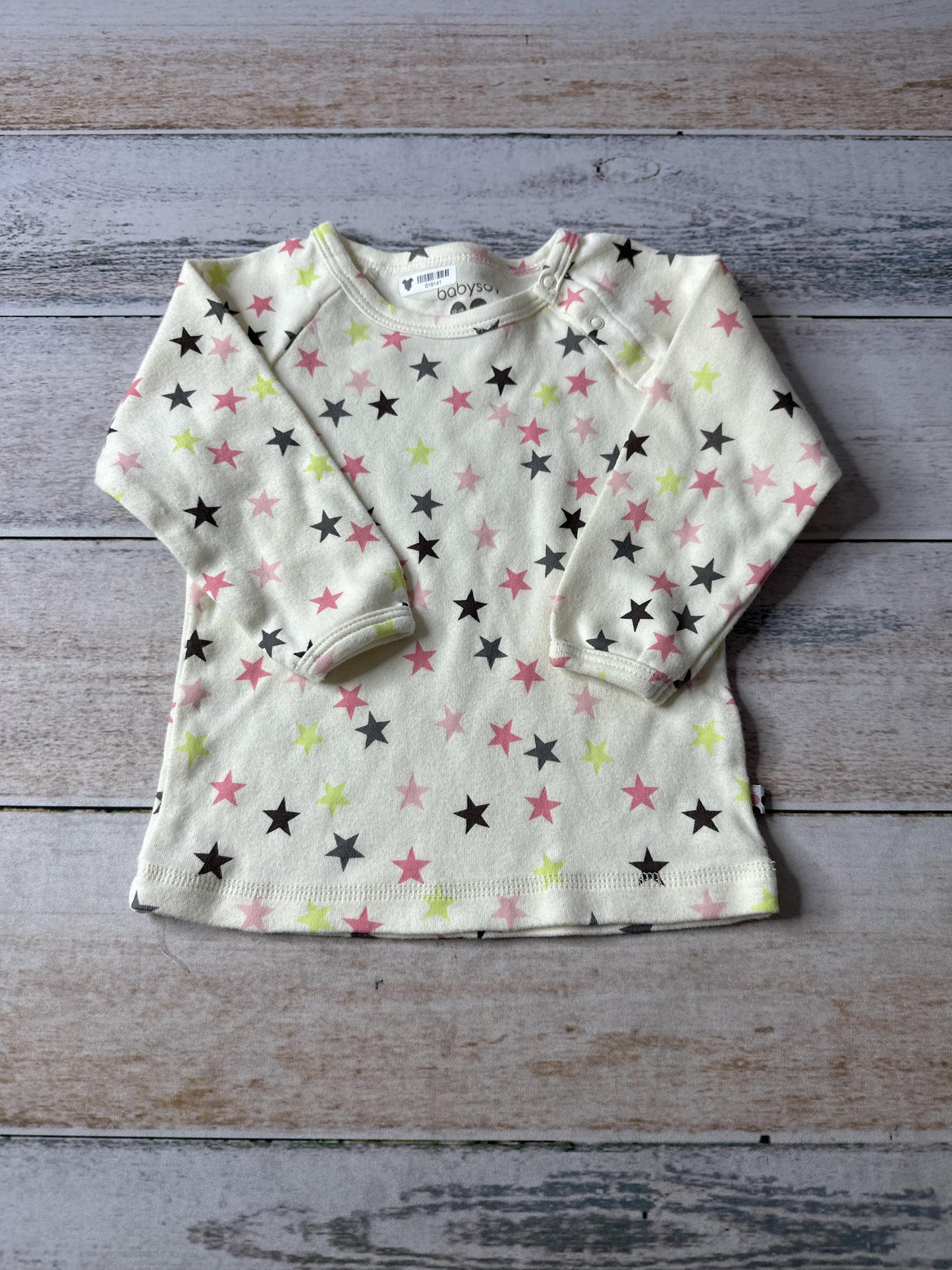 Babysoy Girls cream | Rainbow | Stars Long Sleeve Shirt Size: 12-18 months cream | Rainbow | Stars