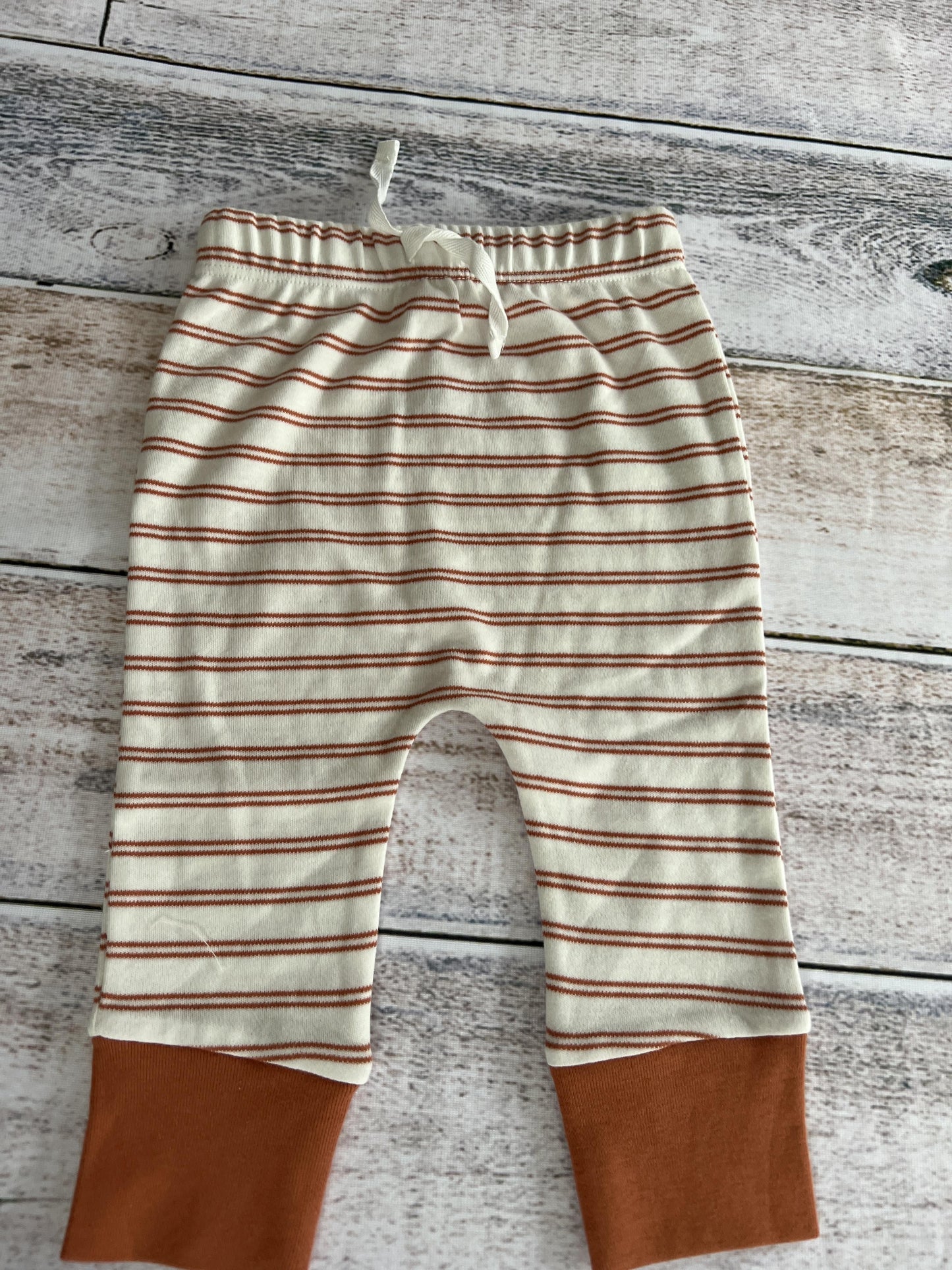 Mac and Moon Unisex cream | Rust | Stripe Pants Size: 12 months cream | Rust | Stripe