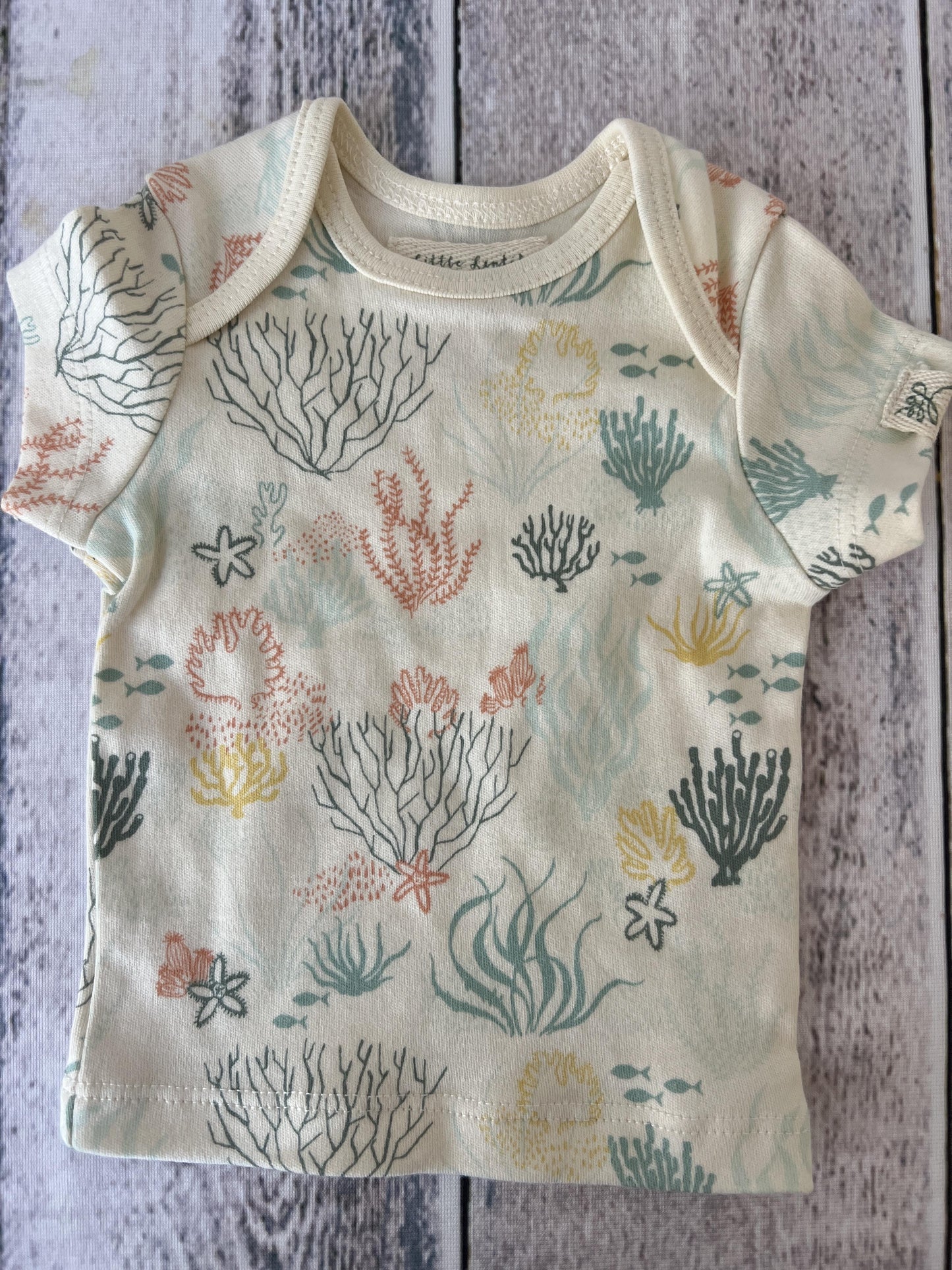 Little Lentil Unisex cream | Sea Animals Shirt Size: 6-9 months cream | Sea Animals