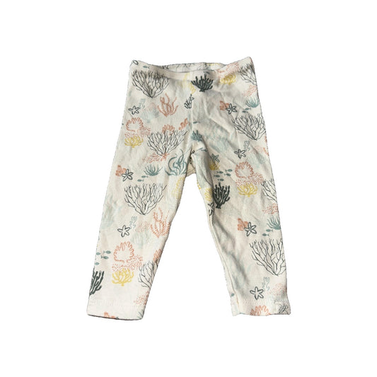 Little Lentil Girls cream | Teal | Yellow Leggings Size: 3-6 months cream | Teal | Yellow