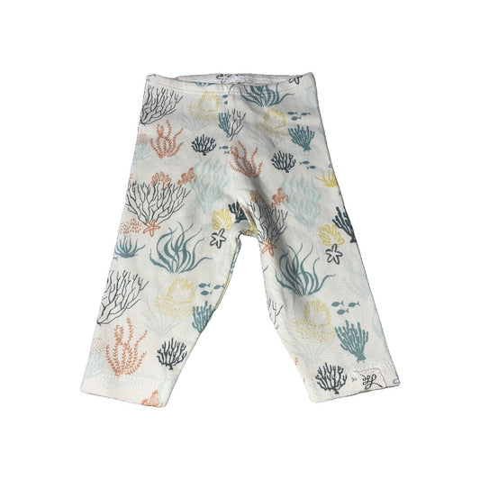 Little Lentil Girls cream | Teal | Yellow Leggings Size: 3-6 months cream | Teal | Yellow