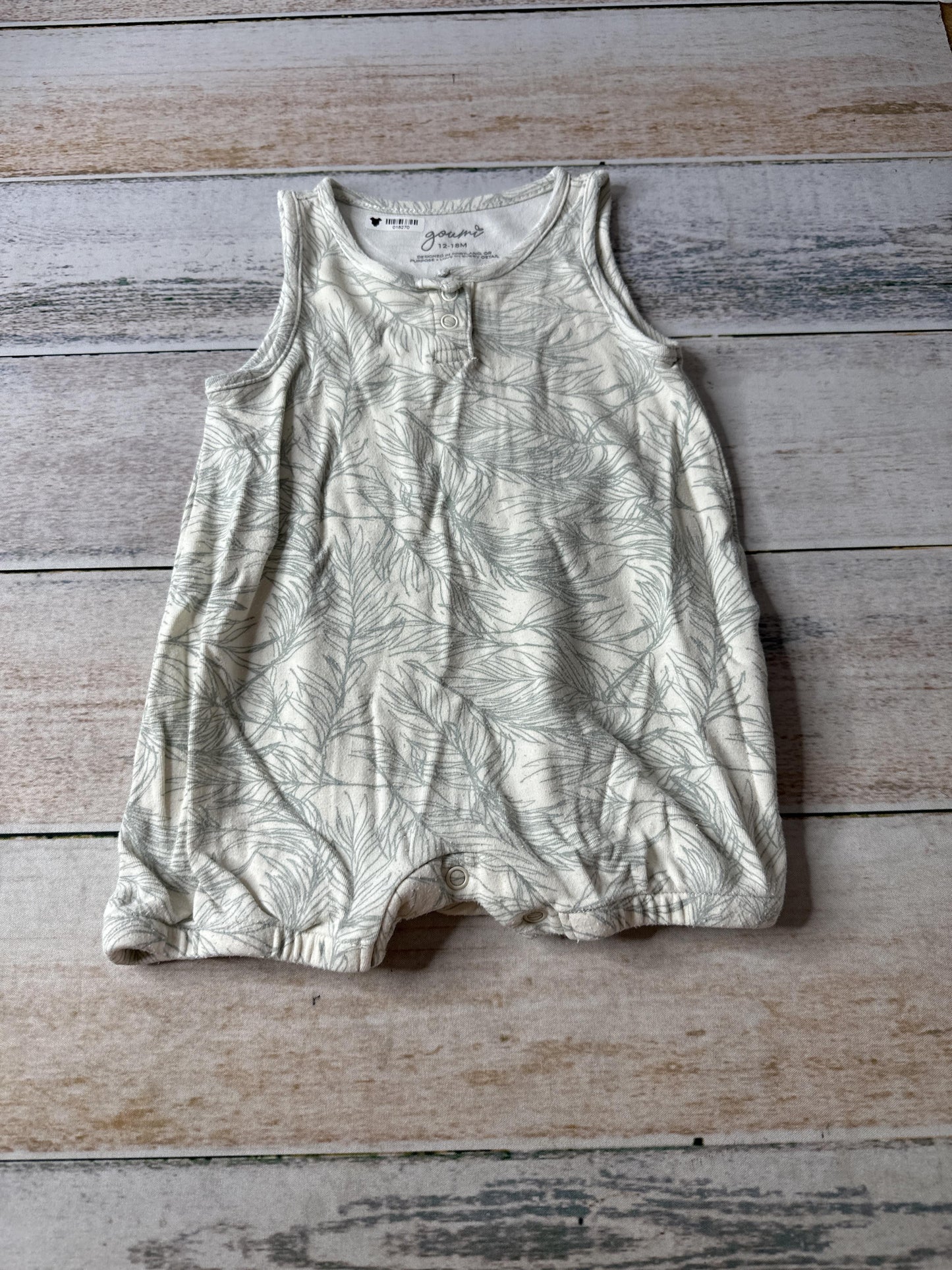 Goumi Boys cream | Teal Romper Size: 12-18 months cream | Teal