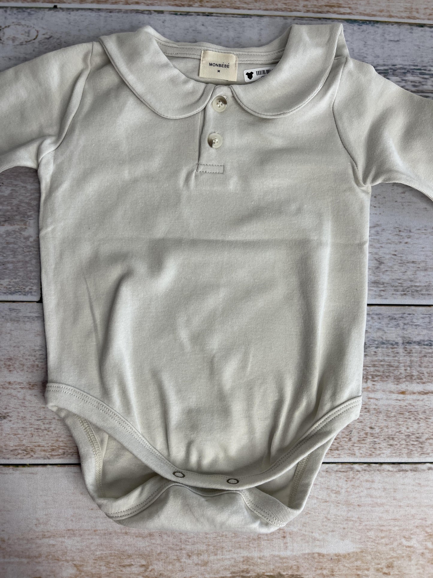 Monbebe Boys cream Onesie Size: 6-12 months cream