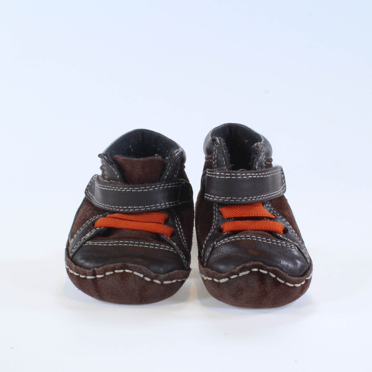 See Kai Run Boys Dark Brown | Orange Laces Booties Size: 6-9 Months Dark Brown | Orange Laces