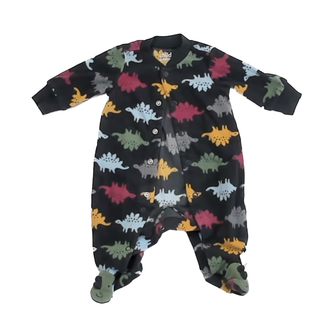 Child of Mine Boys Dark Grey | Dinosaur 1-piece footed Pajamas Size: Newborn Dark Grey | Dinosaur