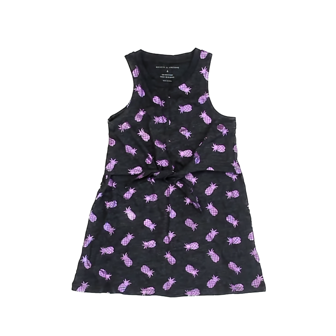 Rockets Of Awesome Girls Dark Grey | Purple Dress Size: 4T Dark Grey | Purple
