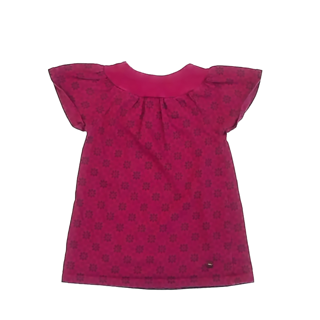 Tea Collection Girls Dark Pink | Flower Short Sleeve Dress Size: 18-24 Months Dark Pink | Flower Short Sleeve