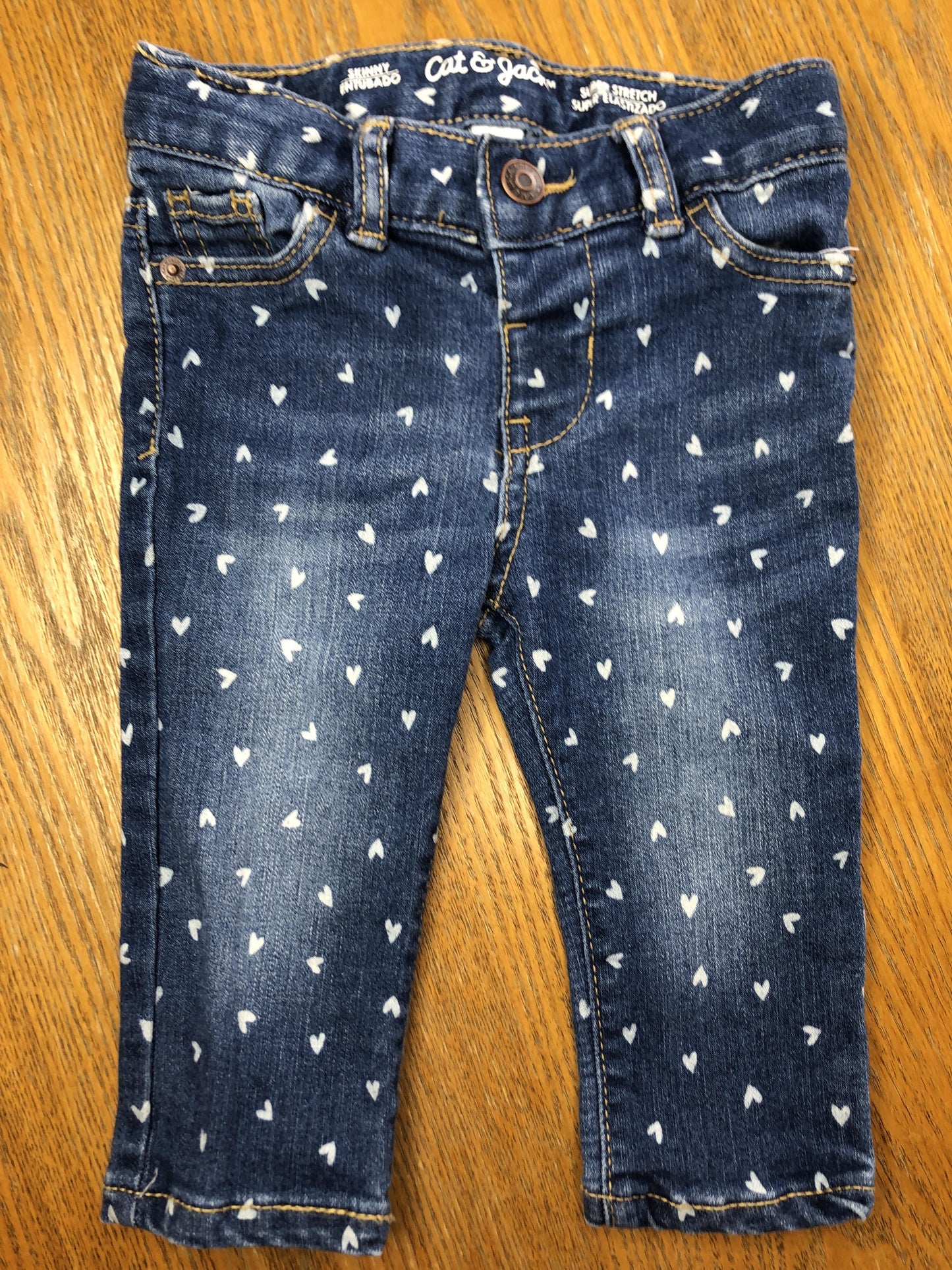 Cat & Jack Girls Denim | Hearts Jeans Size: 12 months Denim | Hearts