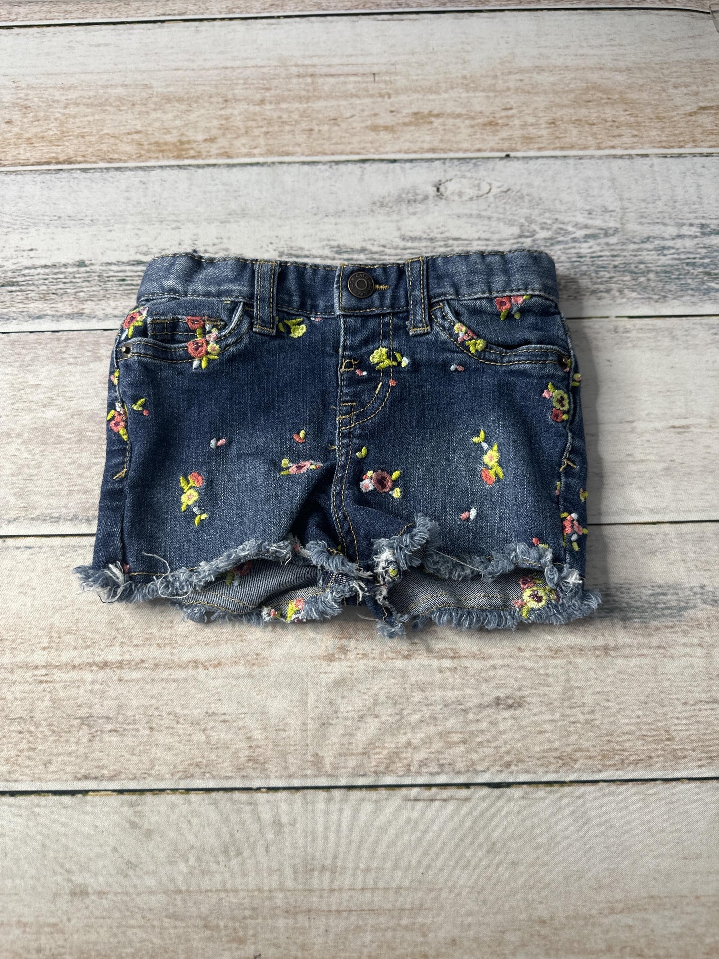 Cat & Jack Girls Denim | Pink floral Shorts Size: 18 months Denim | Pink floral