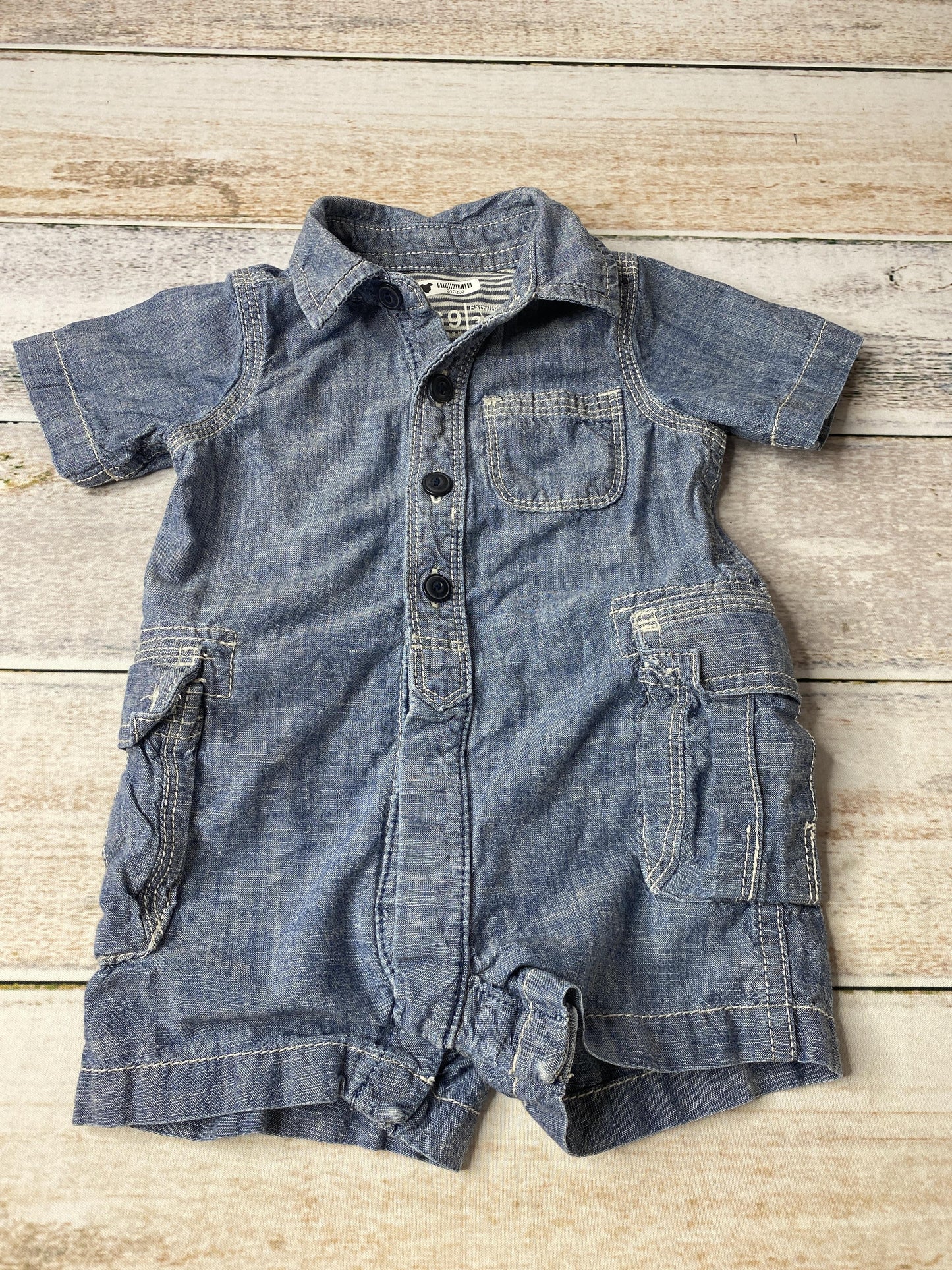 Gap Unisex Denim Romper Size: 3-6 months Denim