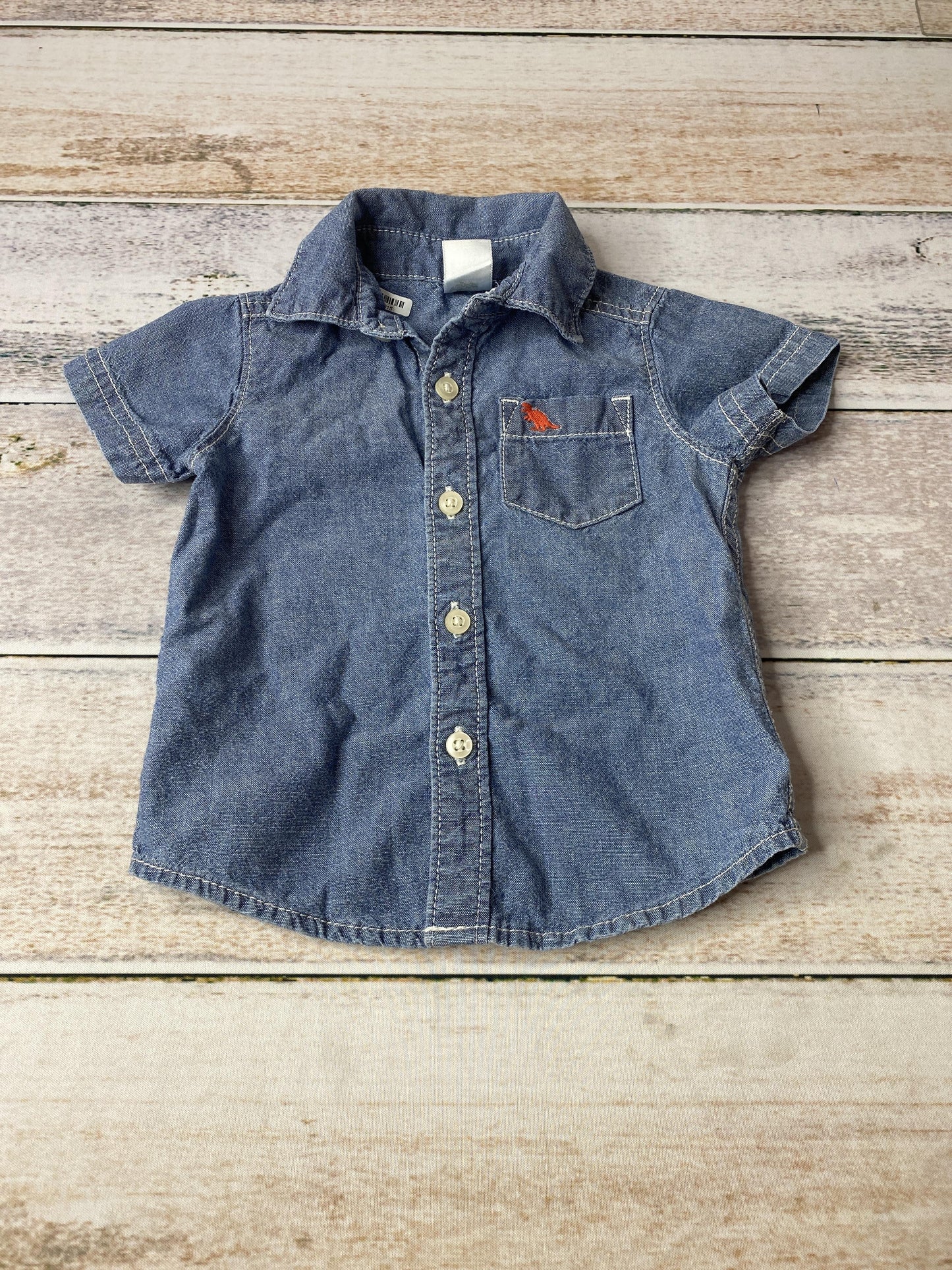 Carters Boys Denim Button Down Short Sleeve Size: 3 months Denim