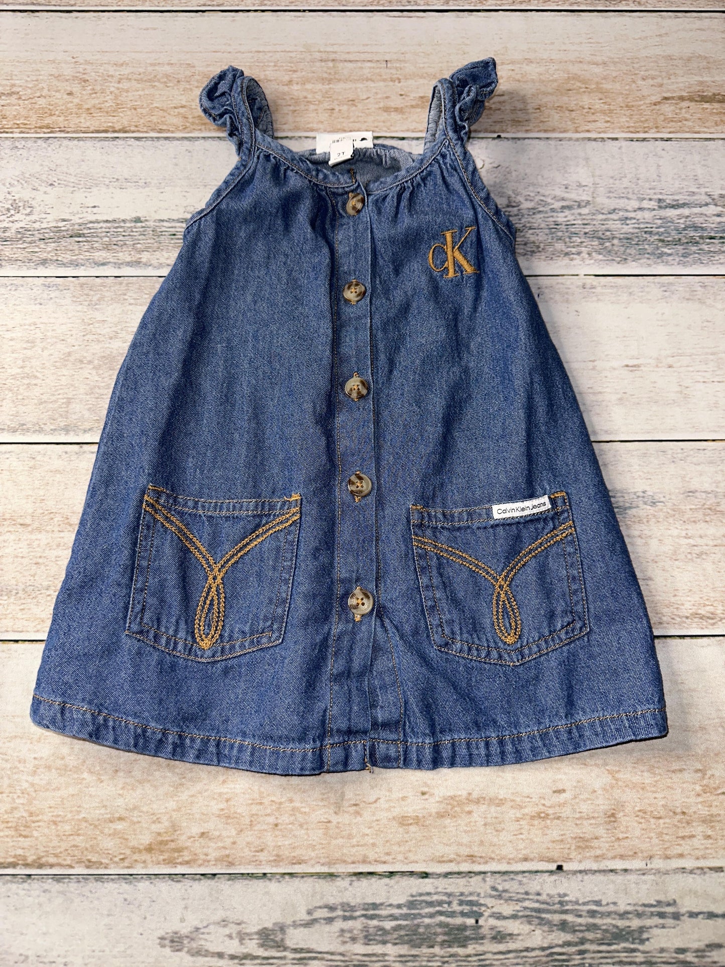Calvin Klein Girls Denim Dress Size: 2T Denim