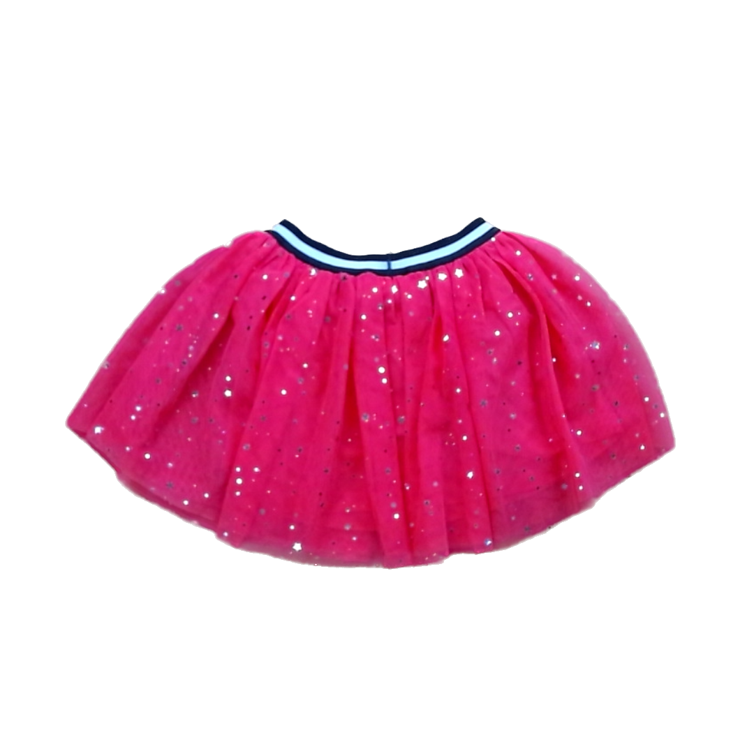 Rockets Of Awesome Girls Florescent Pink | Silver Stars | Black and White Stripe Wais Skirt Size: 4T Florescent Pink | Silver Stars | Black and White Stripe Wais
