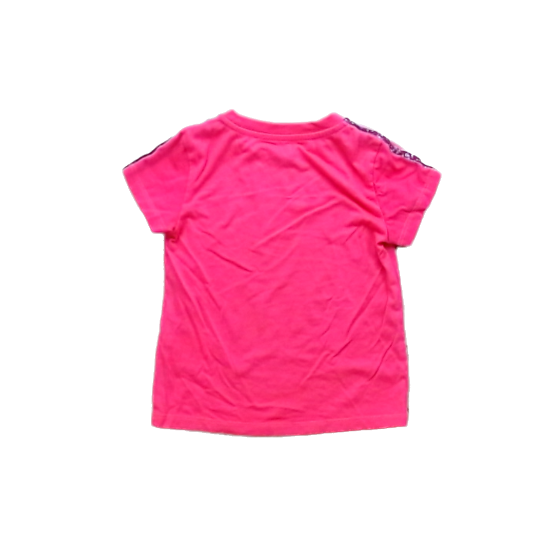 Rockets Of Awesome Girls Florescent Pink | Sparkle Shoulder Stripes Short Sleeve Shirt Size: 2T Florescent Pink | Sparkle Shoulder Stripes